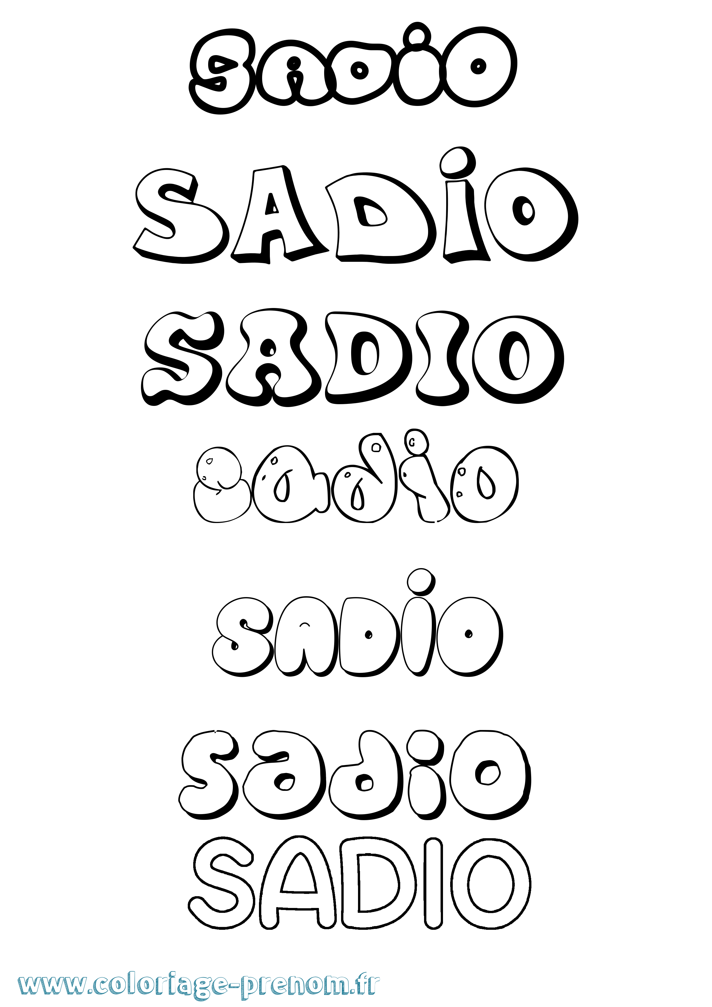 Coloriage prénom Sadio Bubble