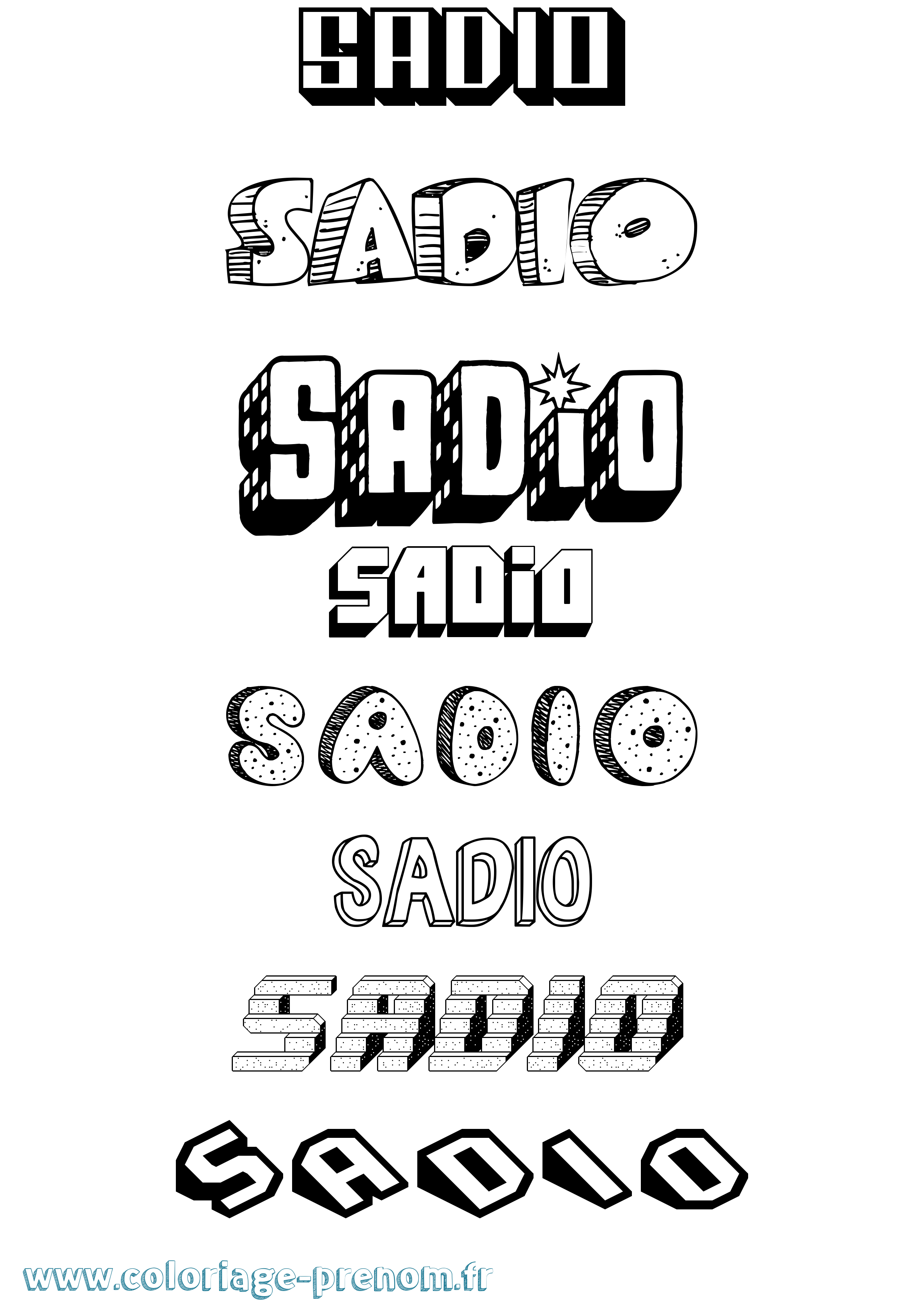 Coloriage prénom Sadio Effet 3D