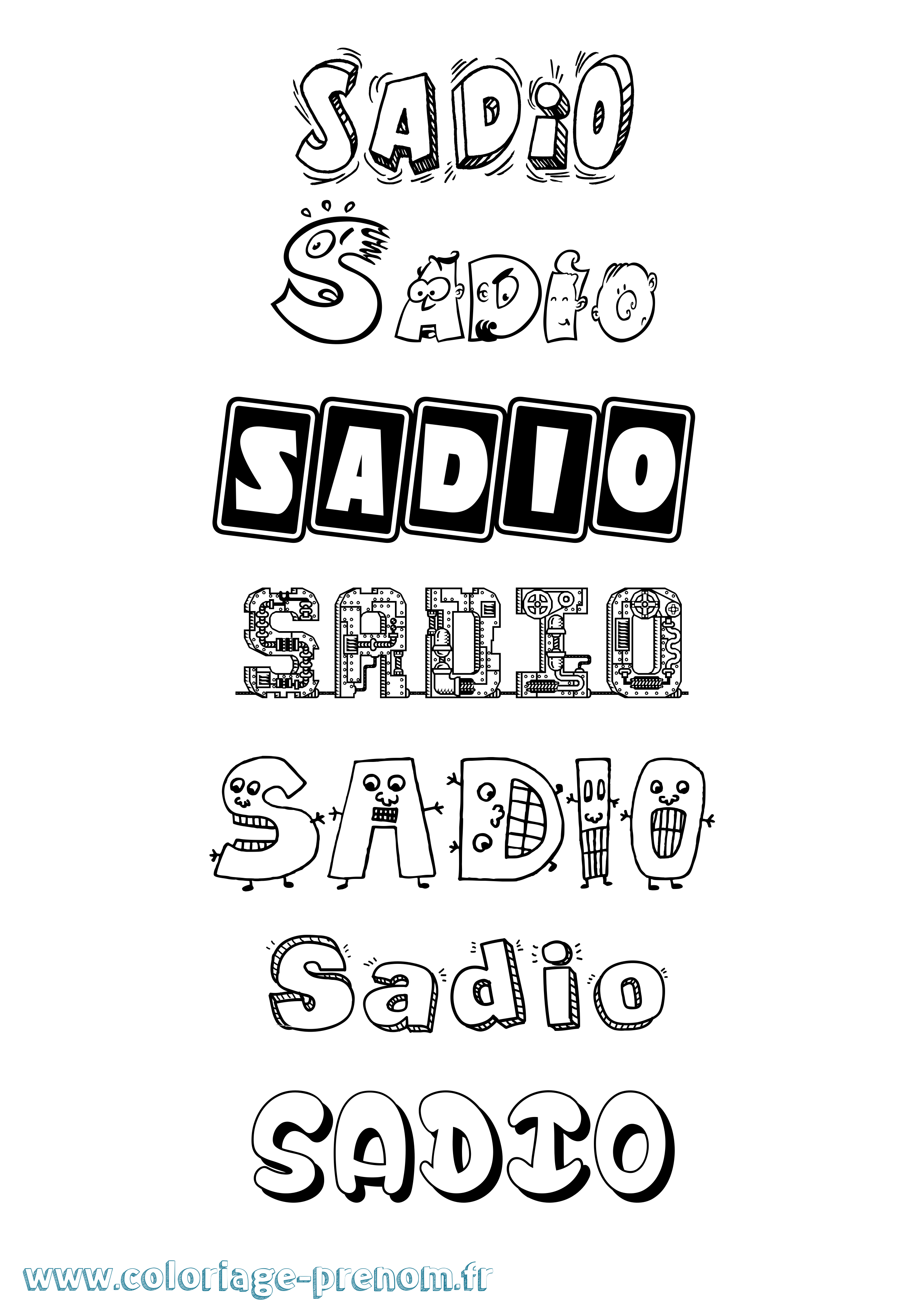 Coloriage prénom Sadio Fun