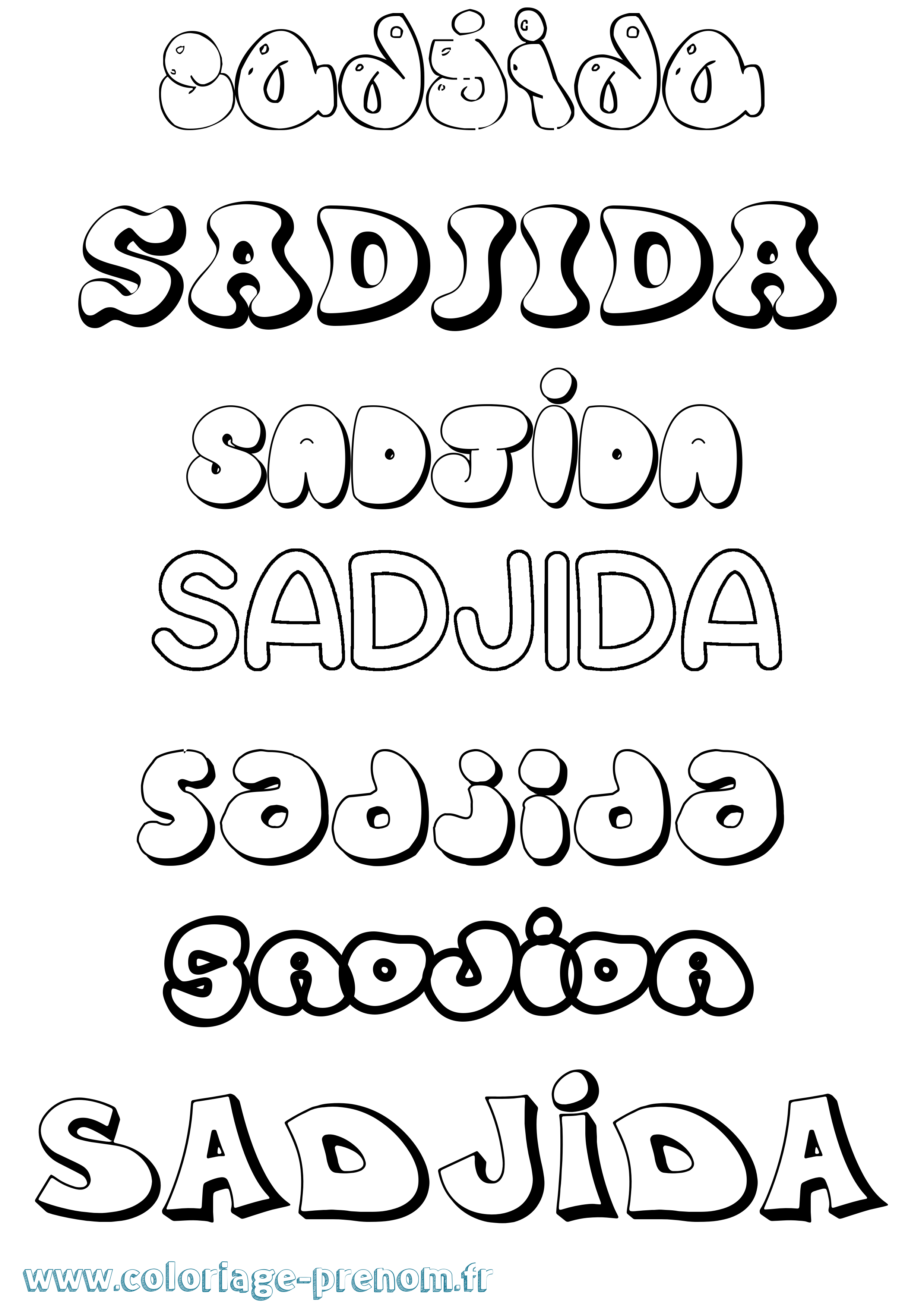 Coloriage prénom Sadjida Bubble