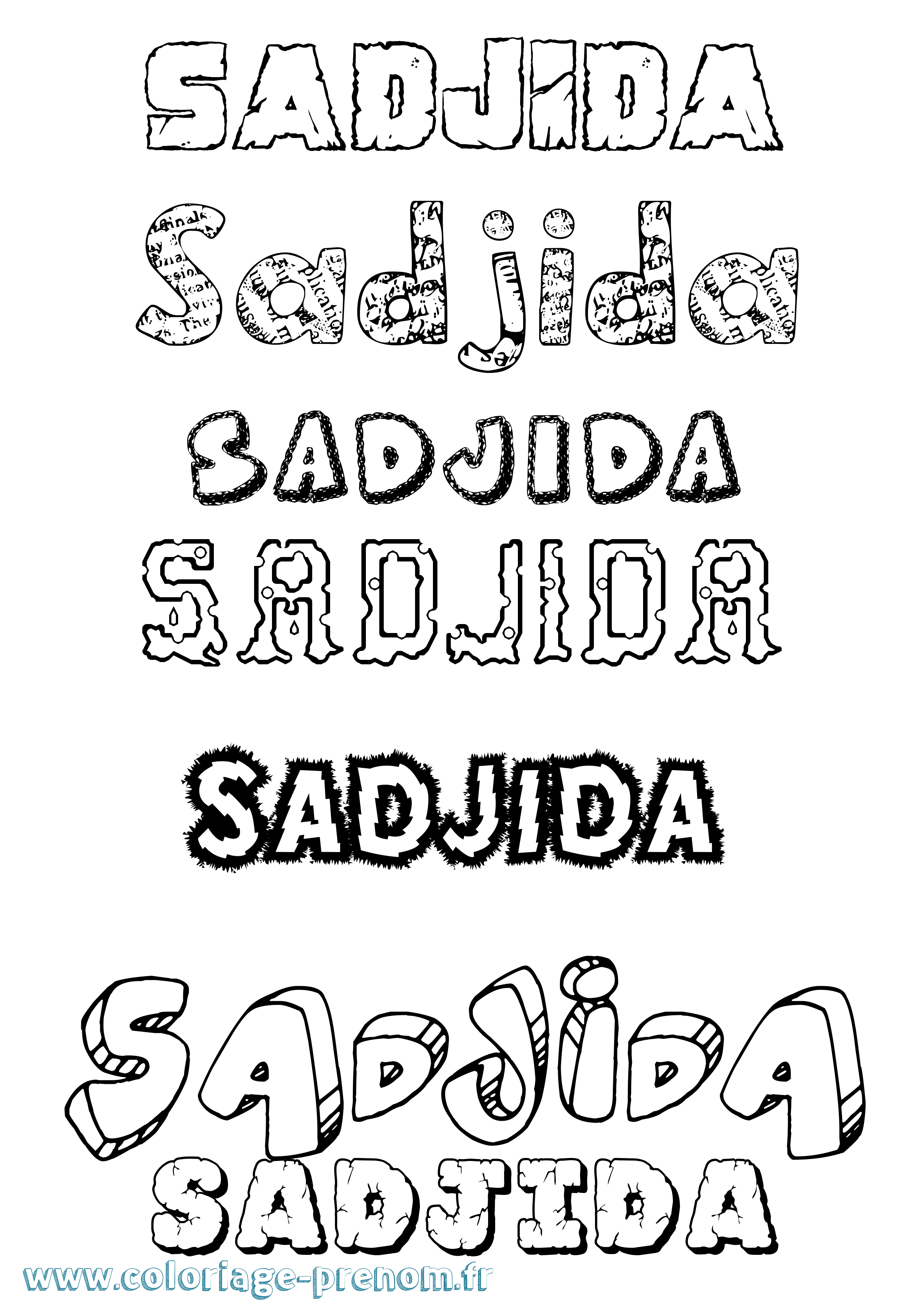 Coloriage prénom Sadjida Destructuré