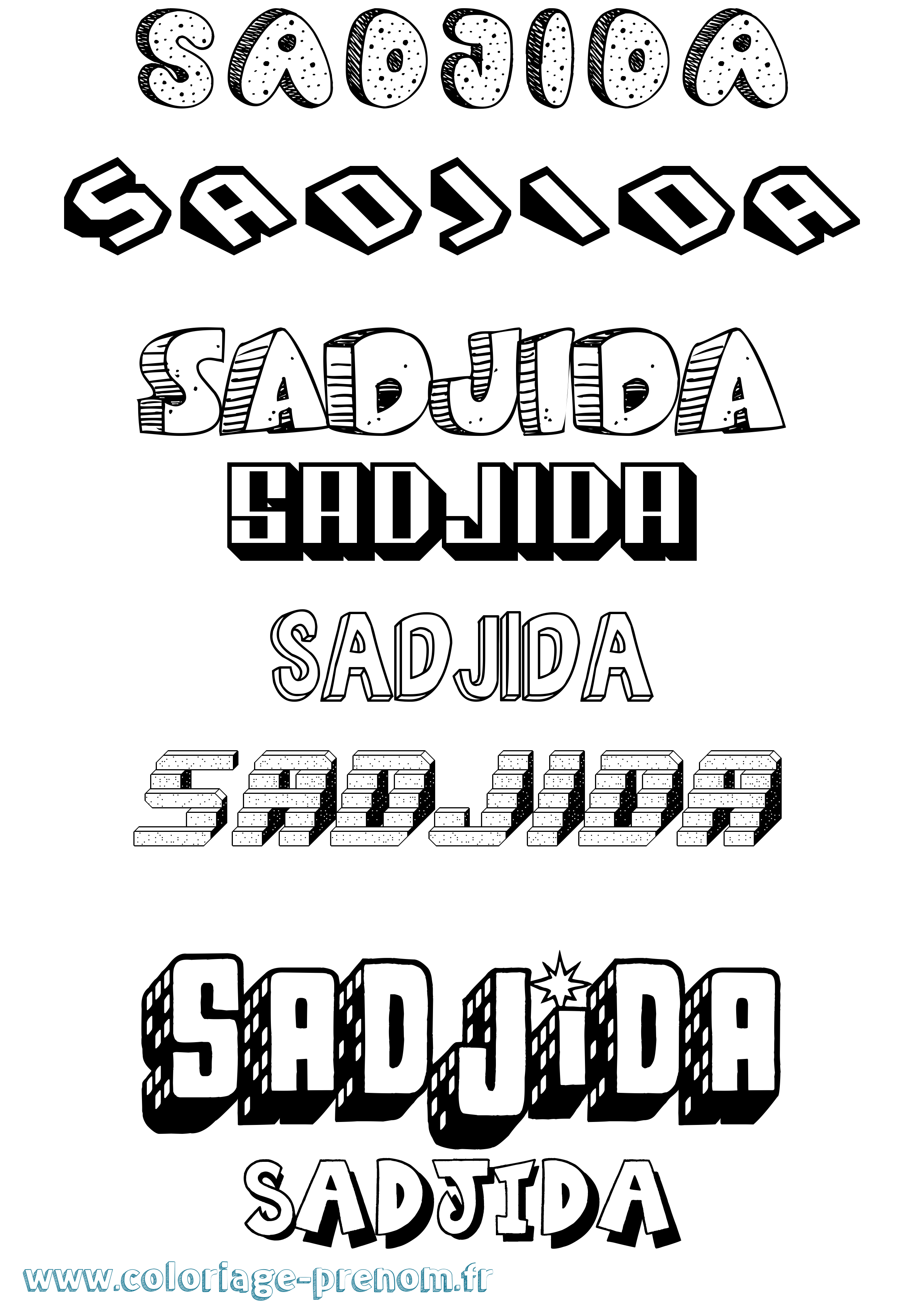 Coloriage prénom Sadjida Effet 3D
