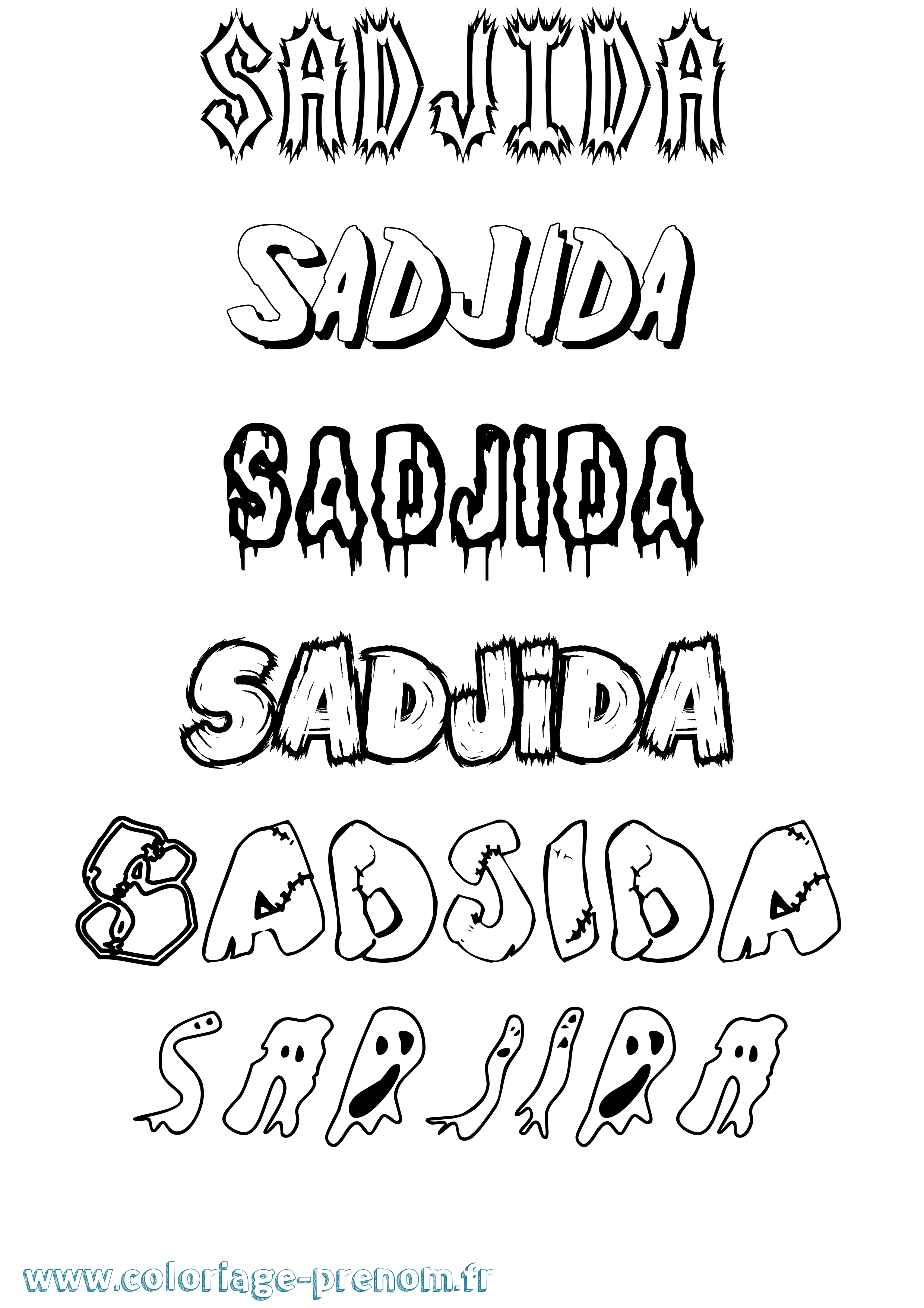 Coloriage prénom Sadjida Frisson