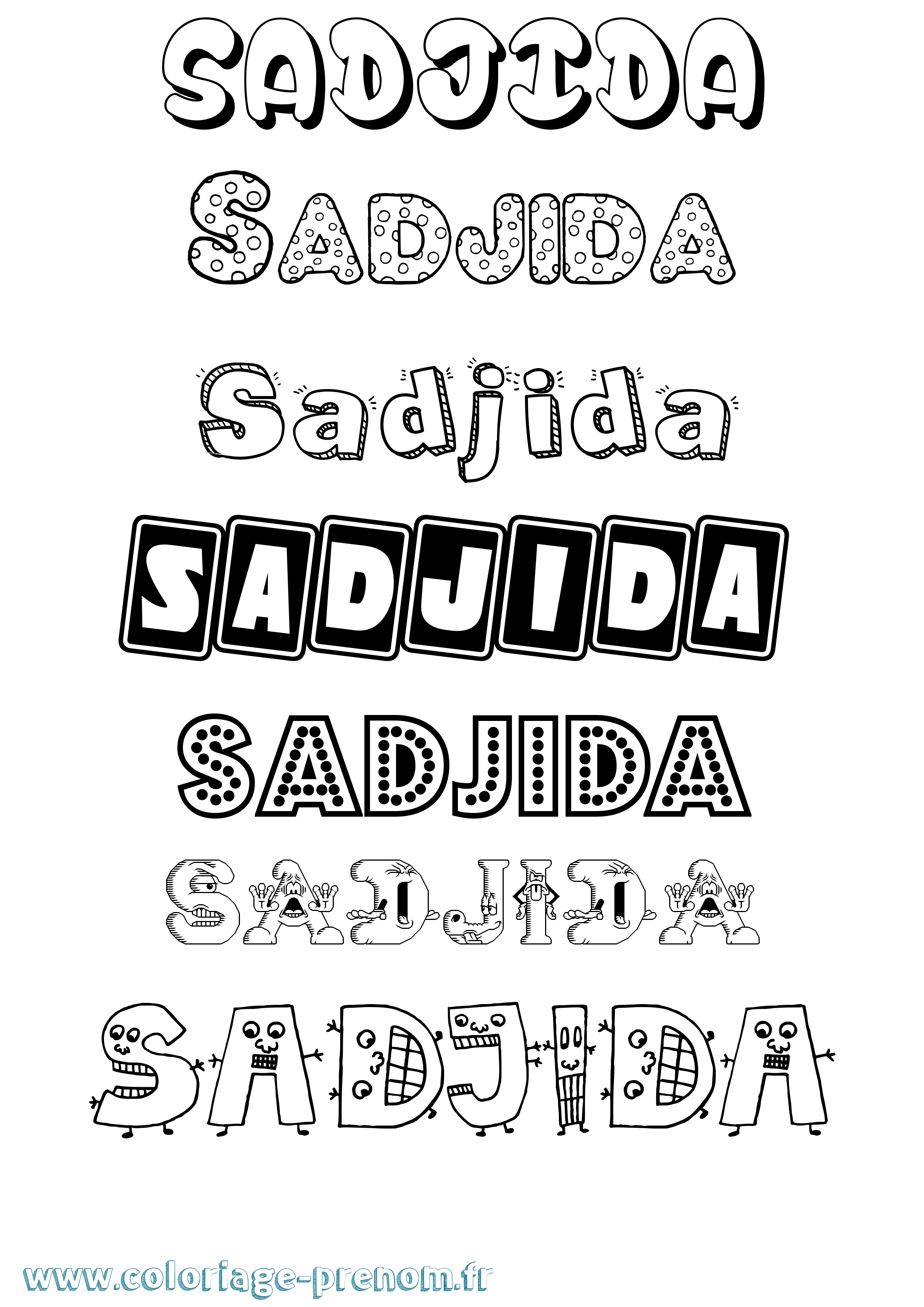 Coloriage prénom Sadjida Fun