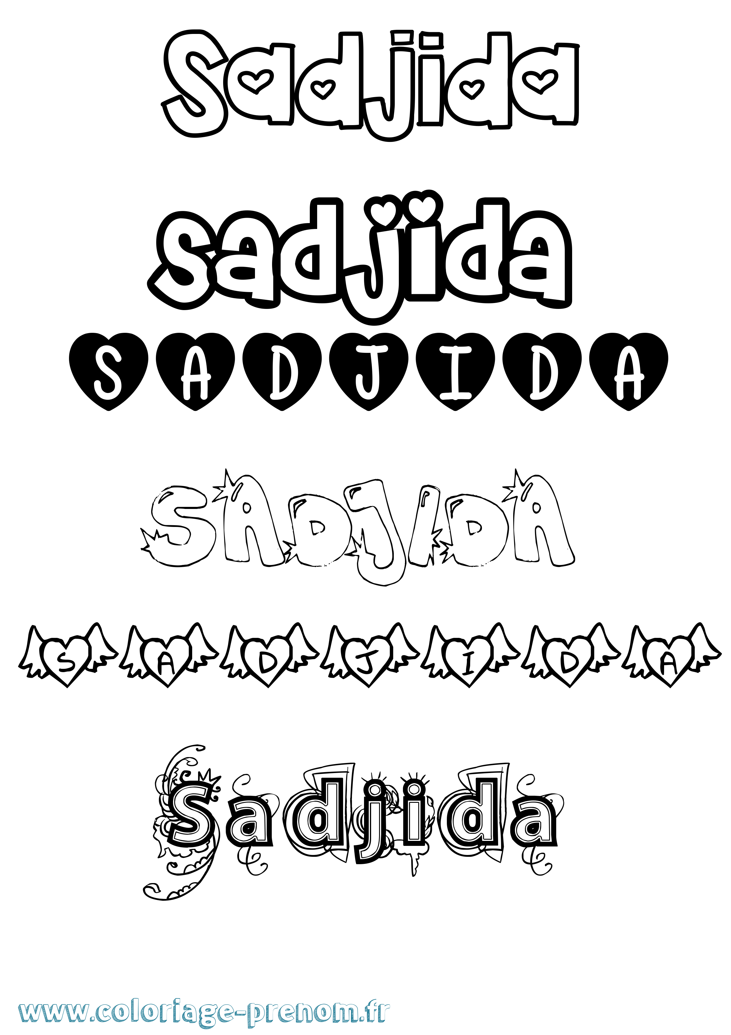 Coloriage prénom Sadjida Girly