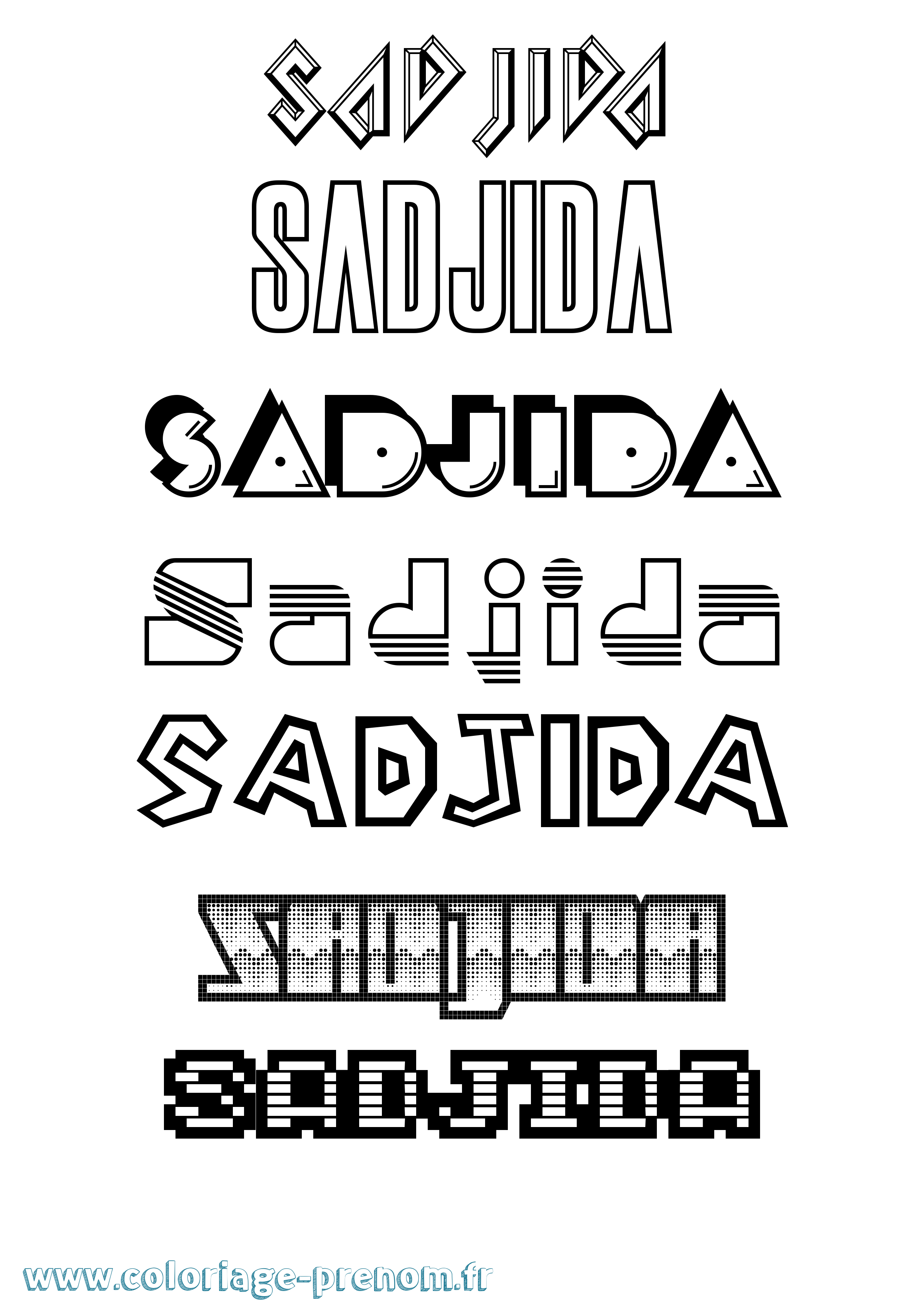 Coloriage prénom Sadjida Jeux Vidéos