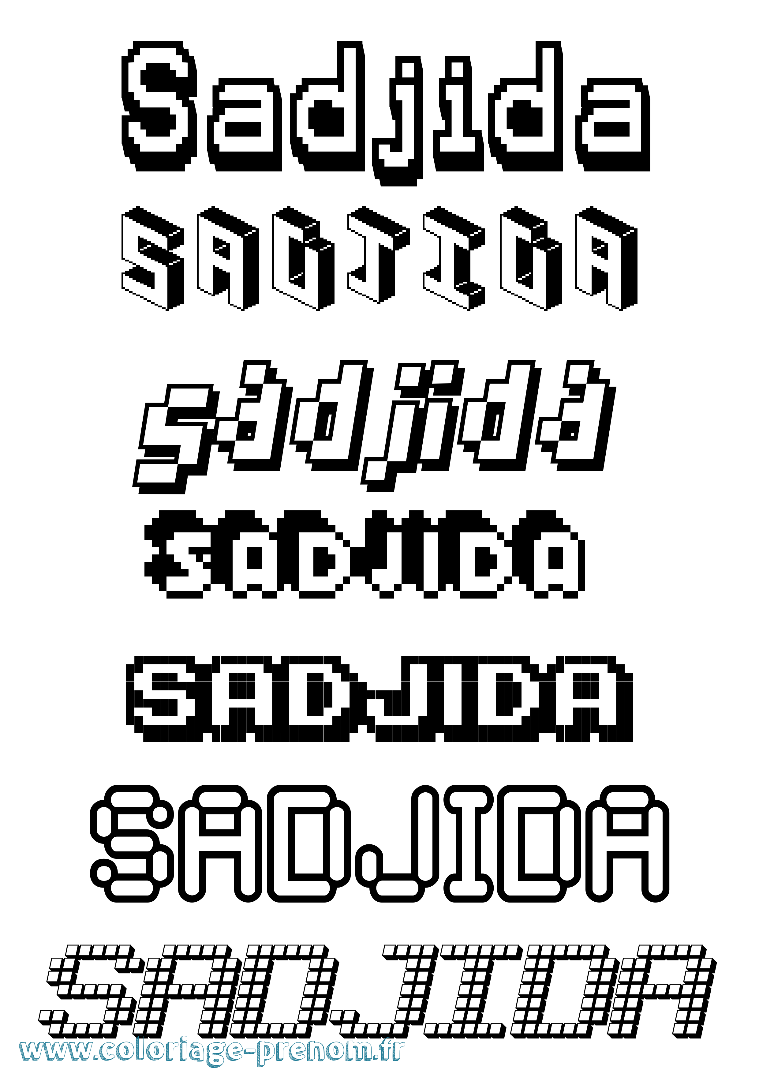Coloriage prénom Sadjida Pixel