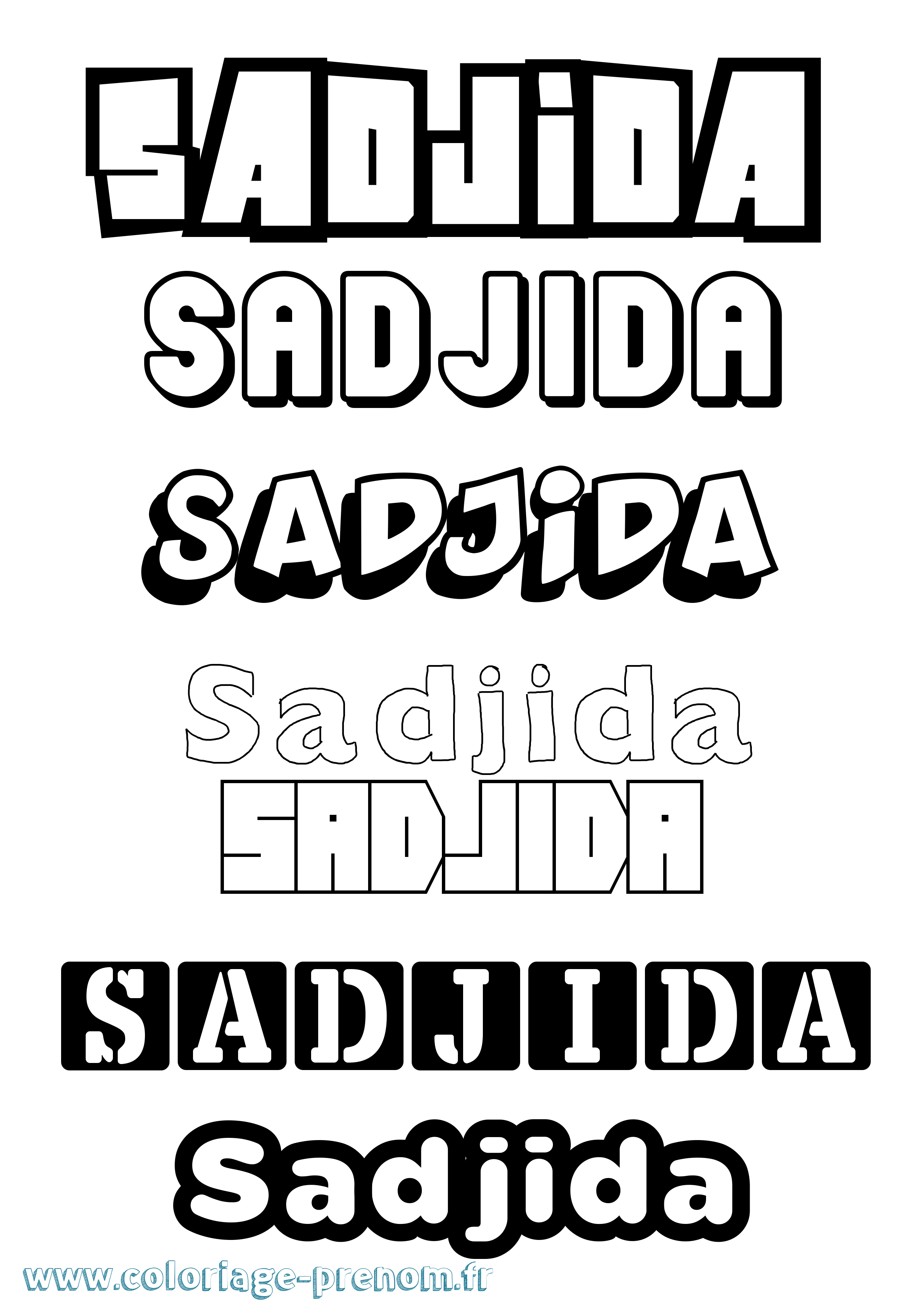 Coloriage prénom Sadjida Simple