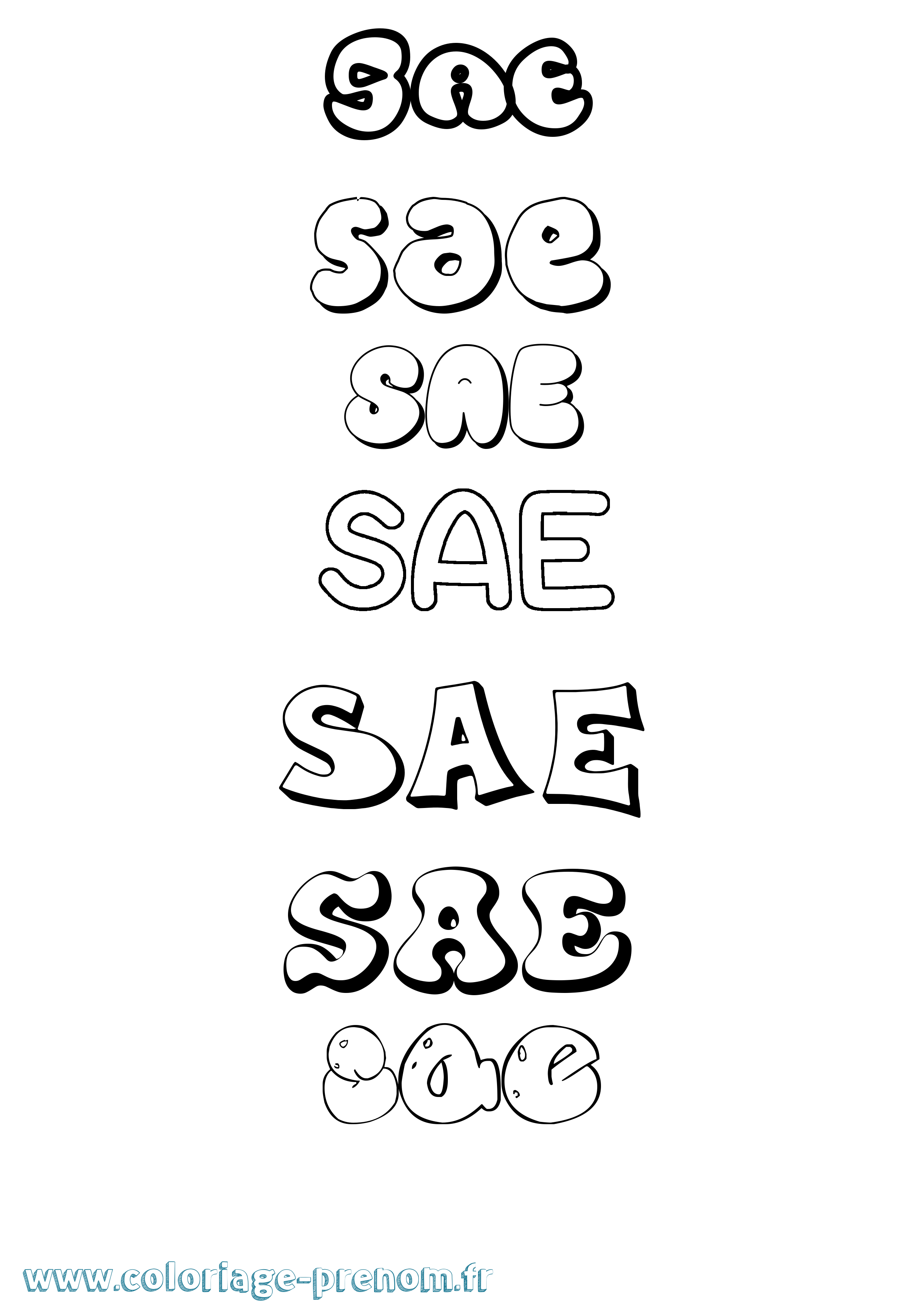 Coloriage prénom Sae Bubble