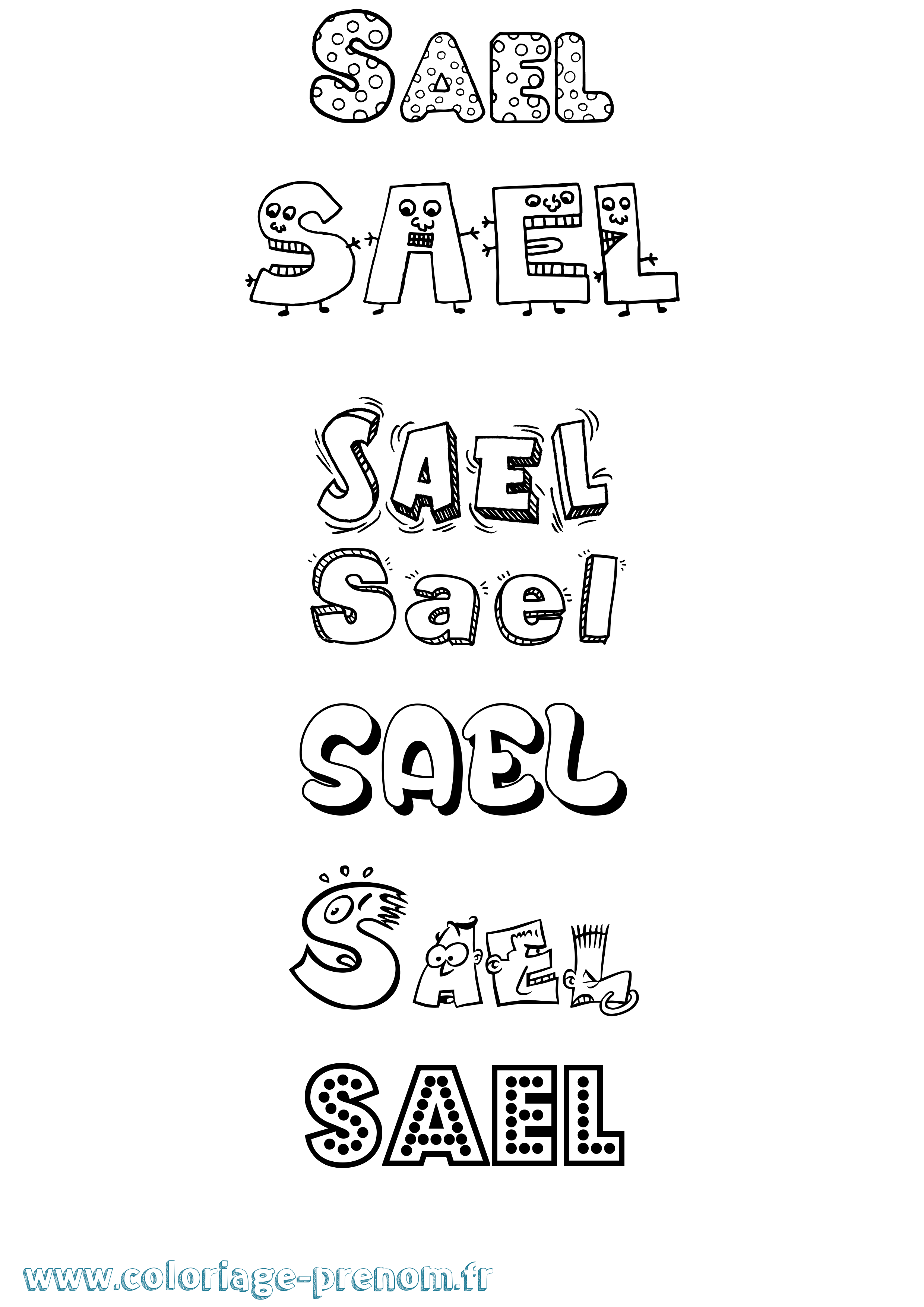 Coloriage prénom Sael Fun