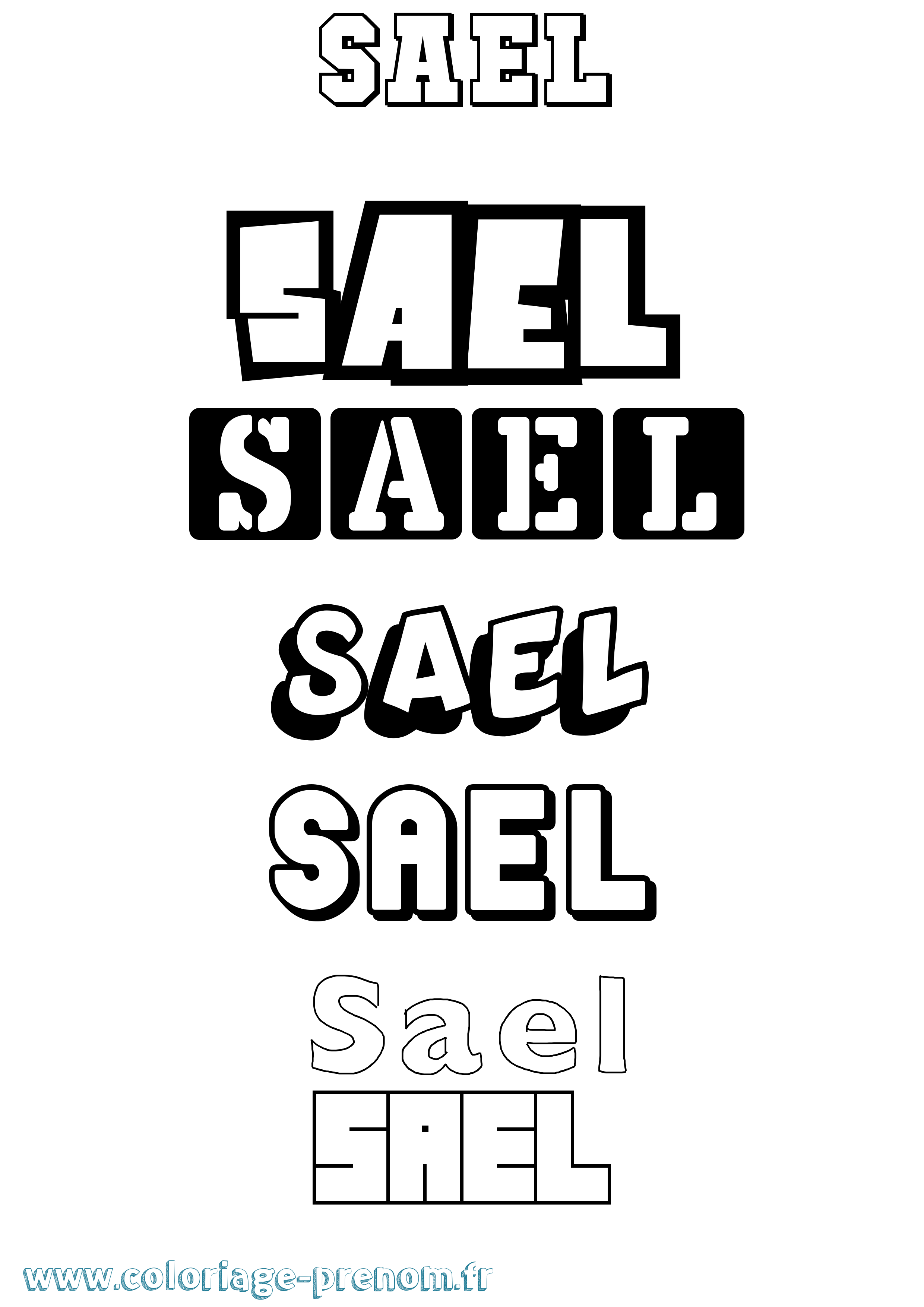 Coloriage prénom Sael Simple