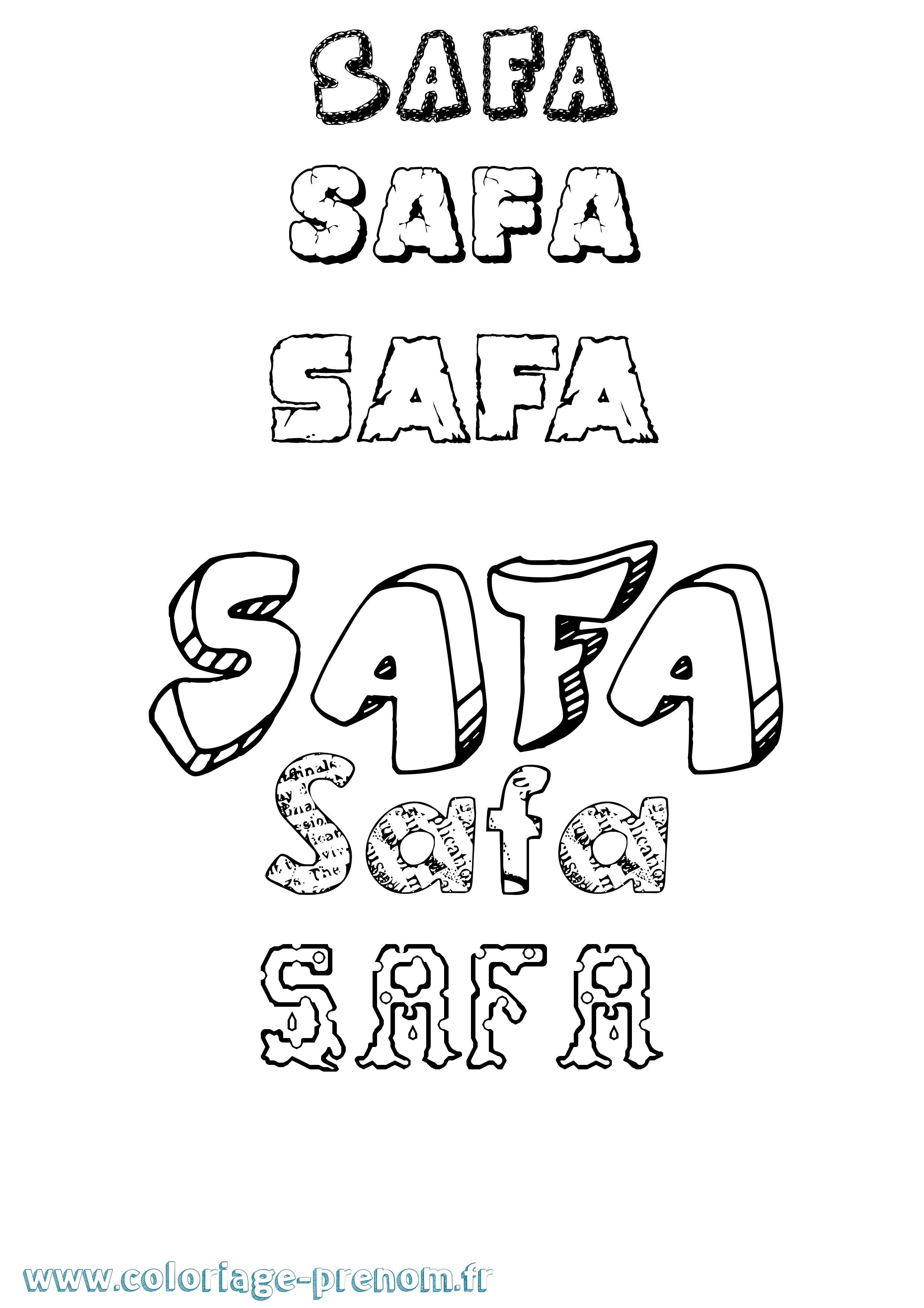 Coloriage prénom Safa