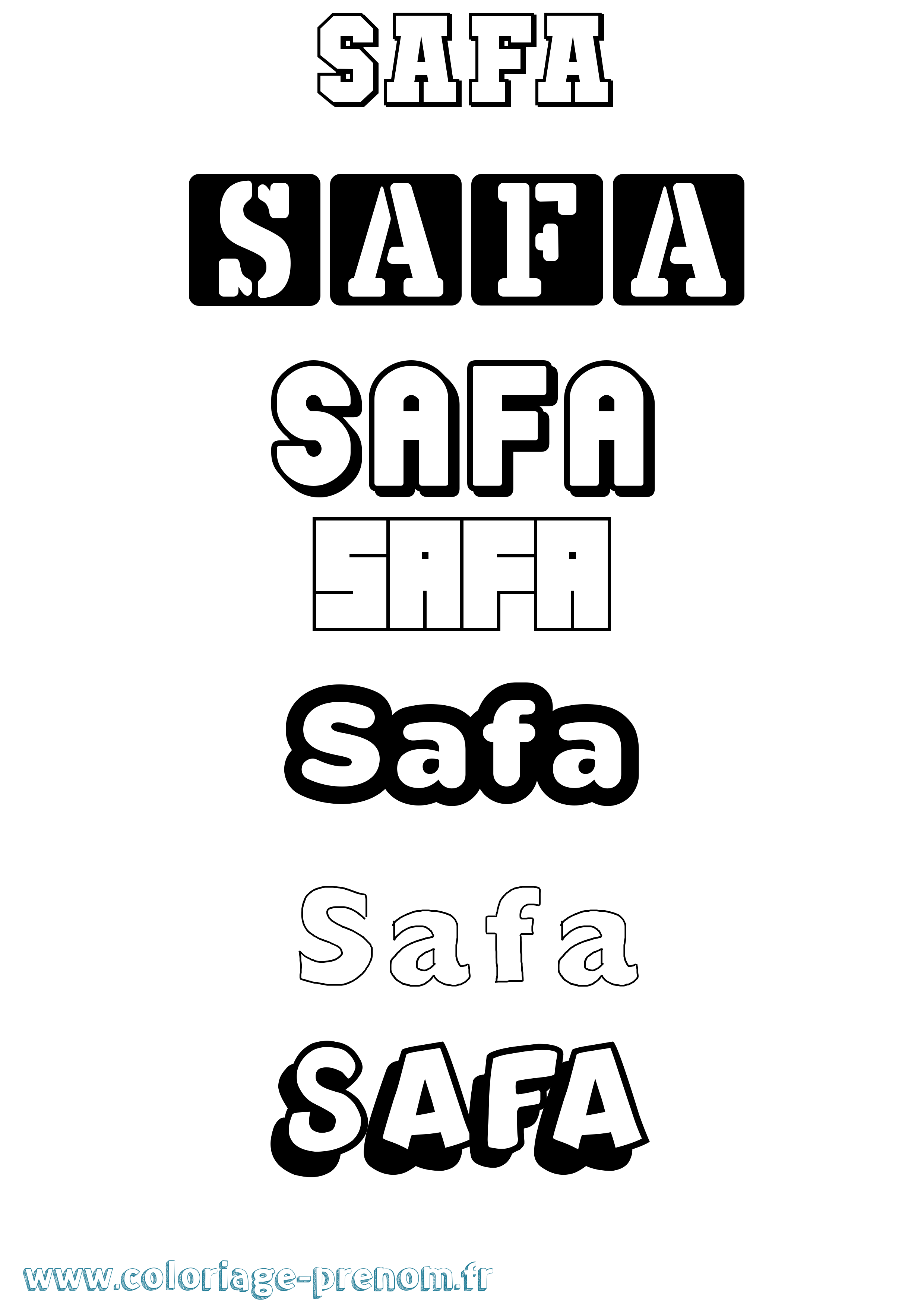 Coloriage prénom Safa
