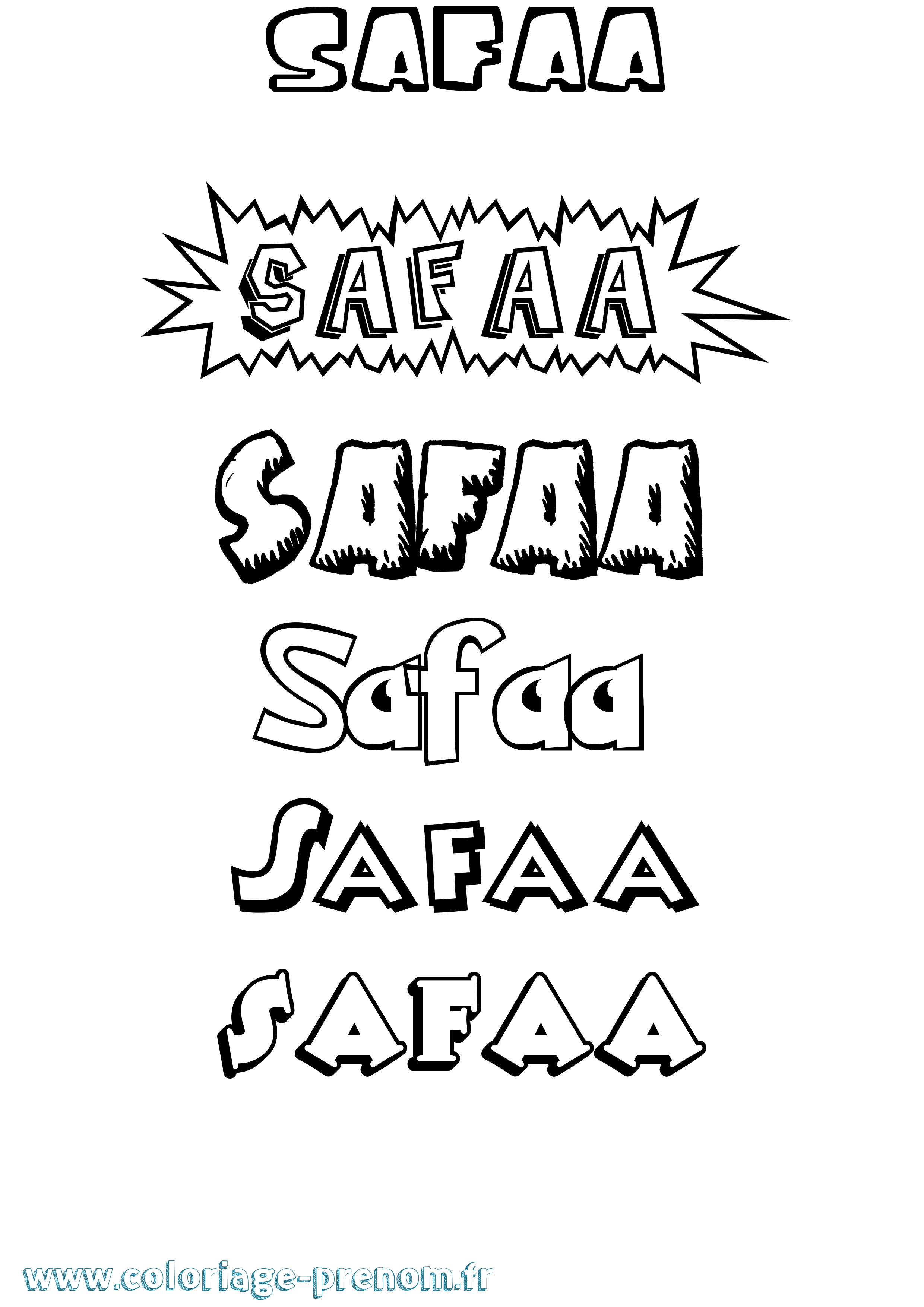 Coloriage prénom Safaa Dessin Animé