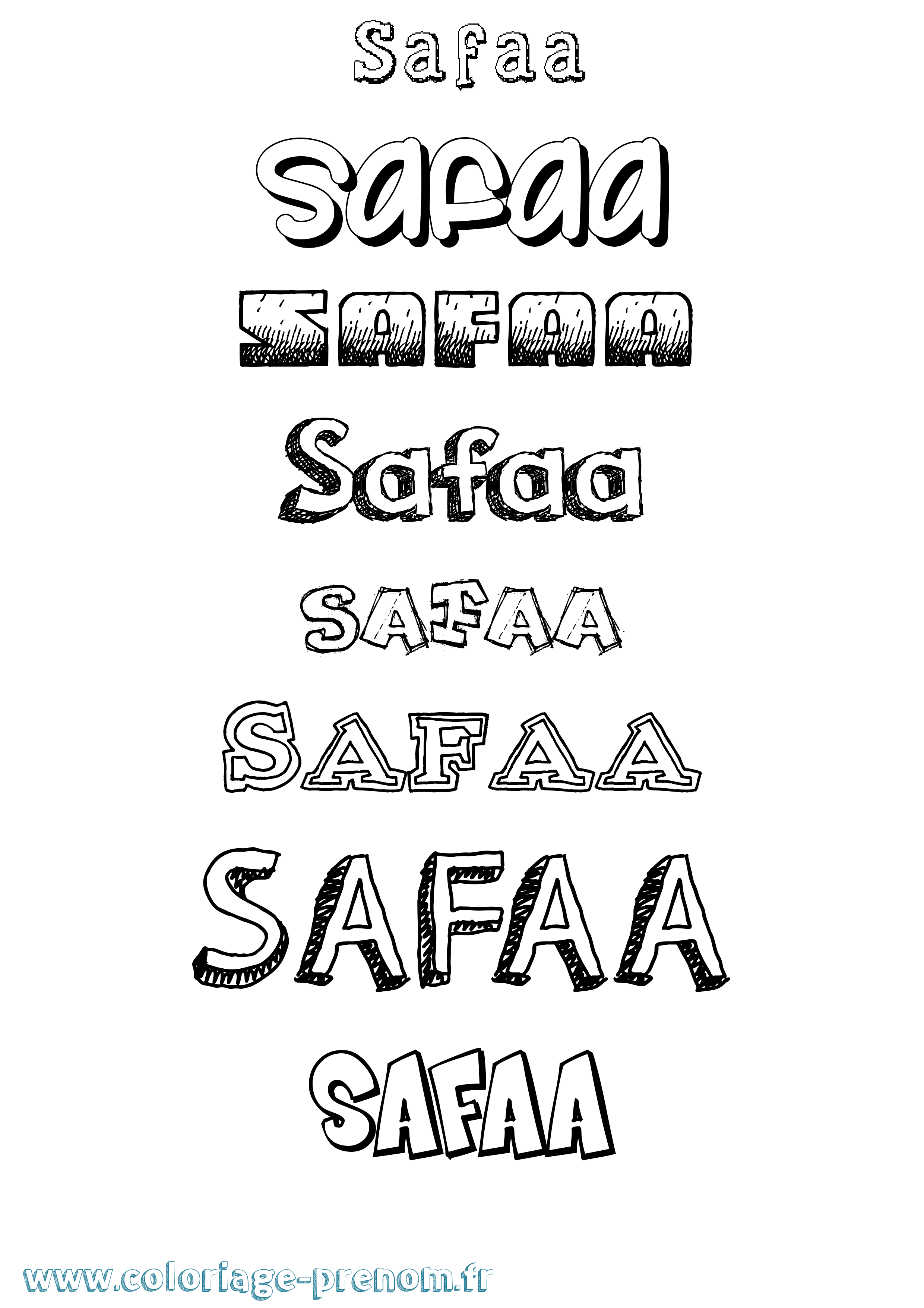 Coloriage prénom Safaa Dessiné