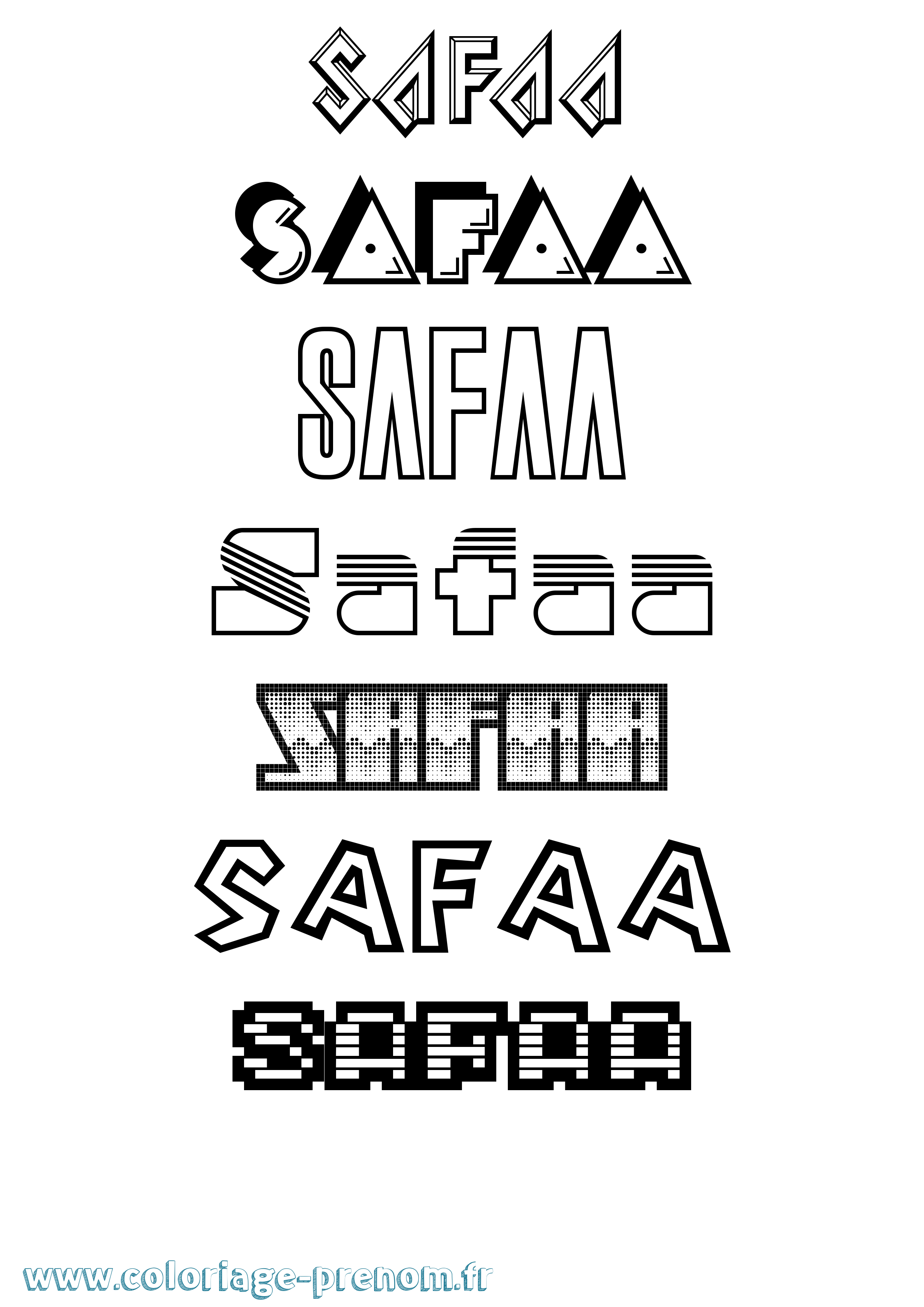Coloriage prénom Safaa Jeux Vidéos