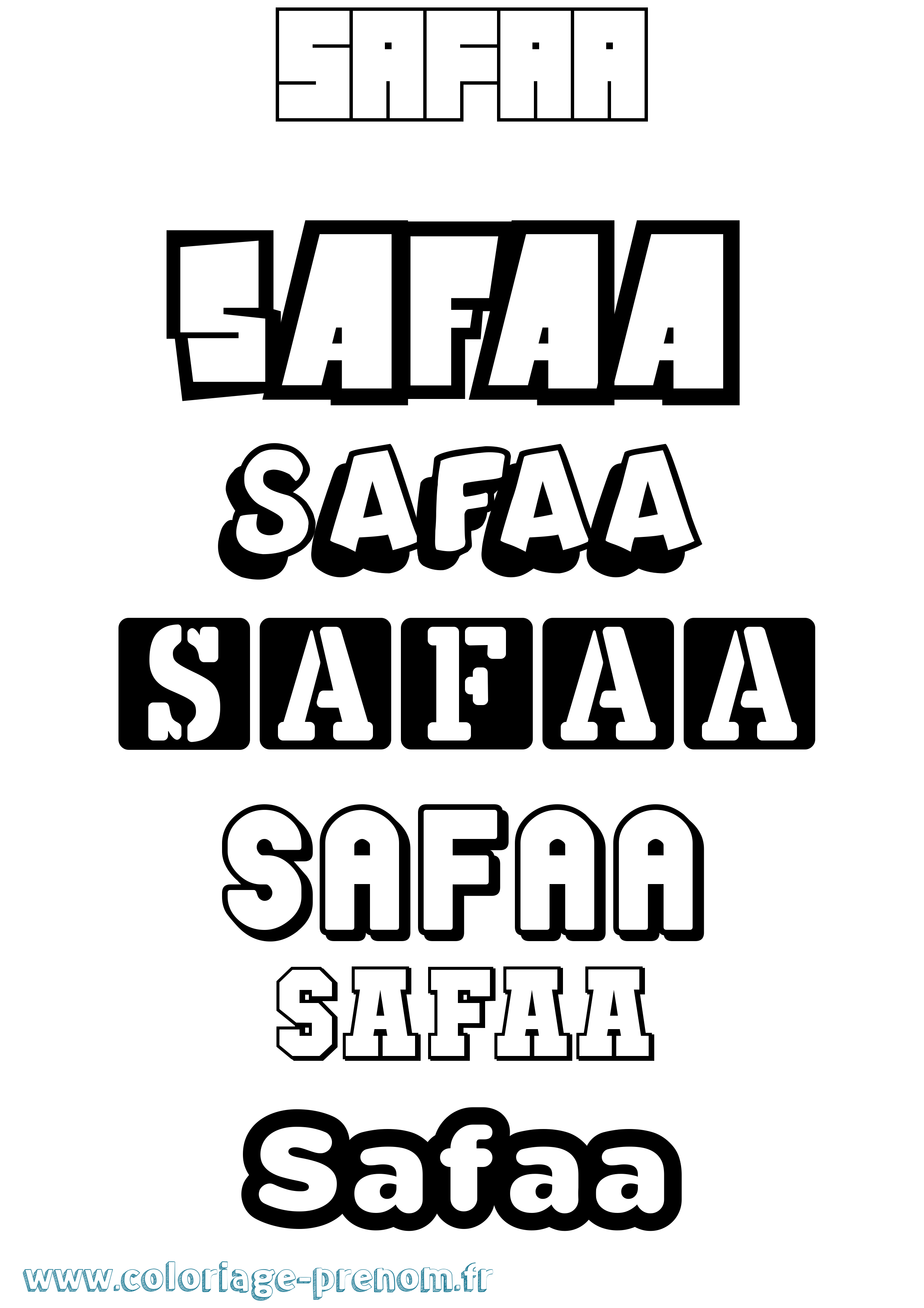 Coloriage prénom Safaa Simple