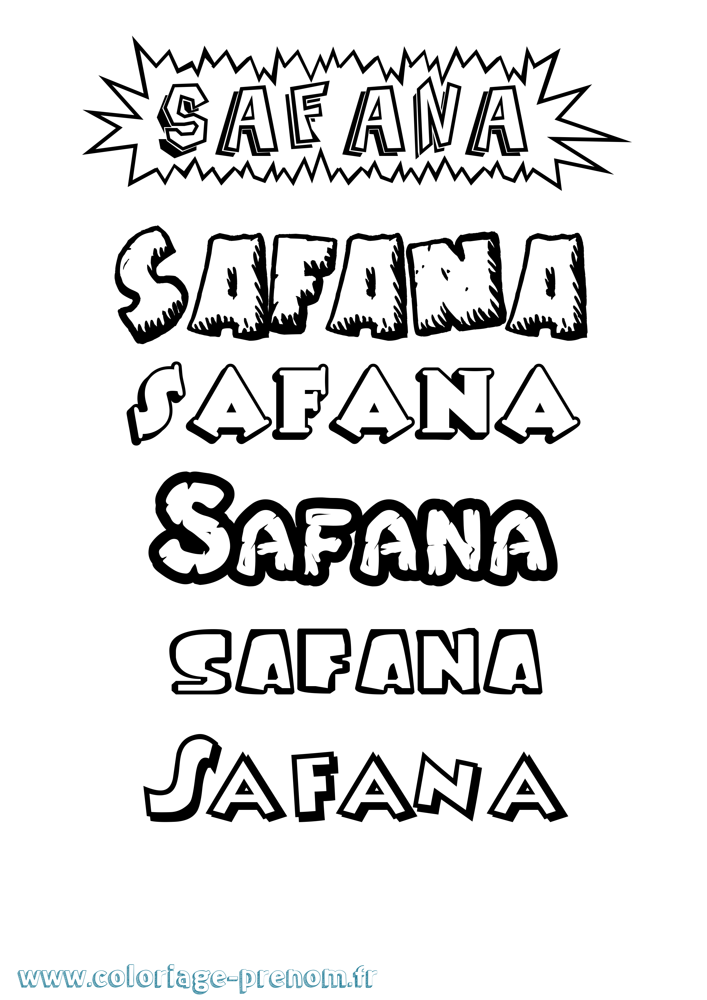 Coloriage Safana Dessin Animé Coloriage prénom Safana Dessin Animé