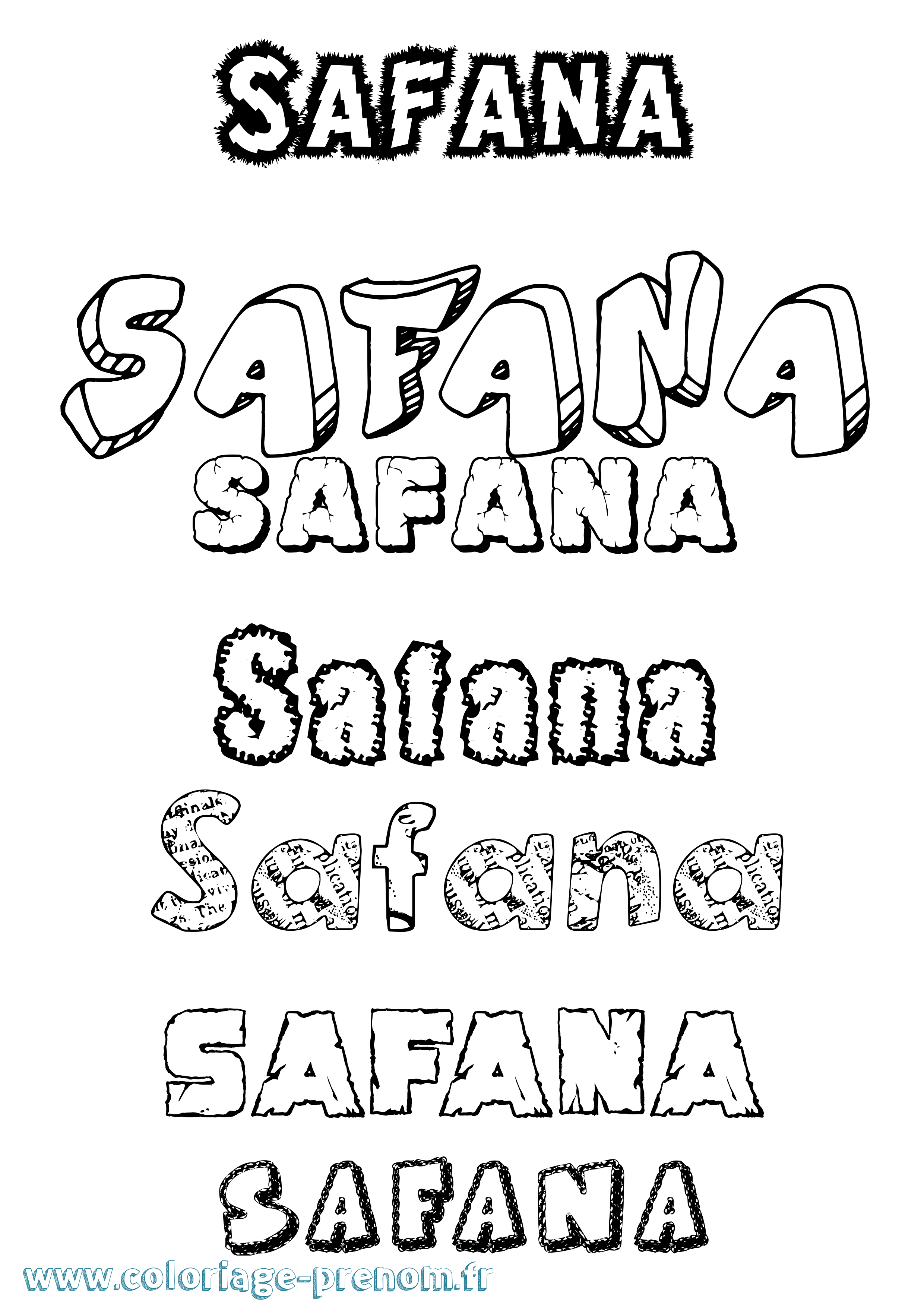 Coloriage Safana Destructuré Coloriage prénom Safana Destructuré