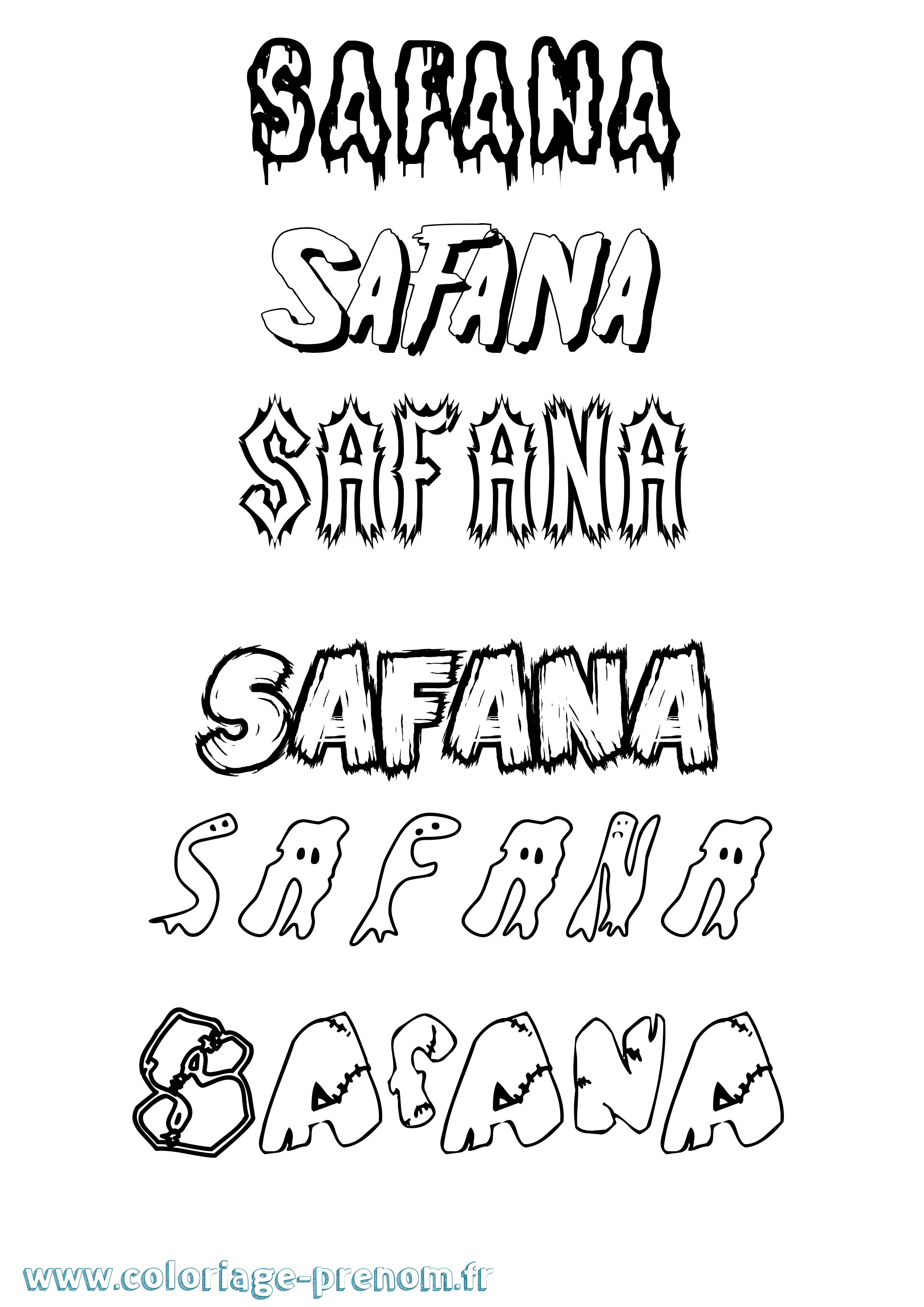 Coloriage Safana Frisson Coloriage prénom Safana Frisson