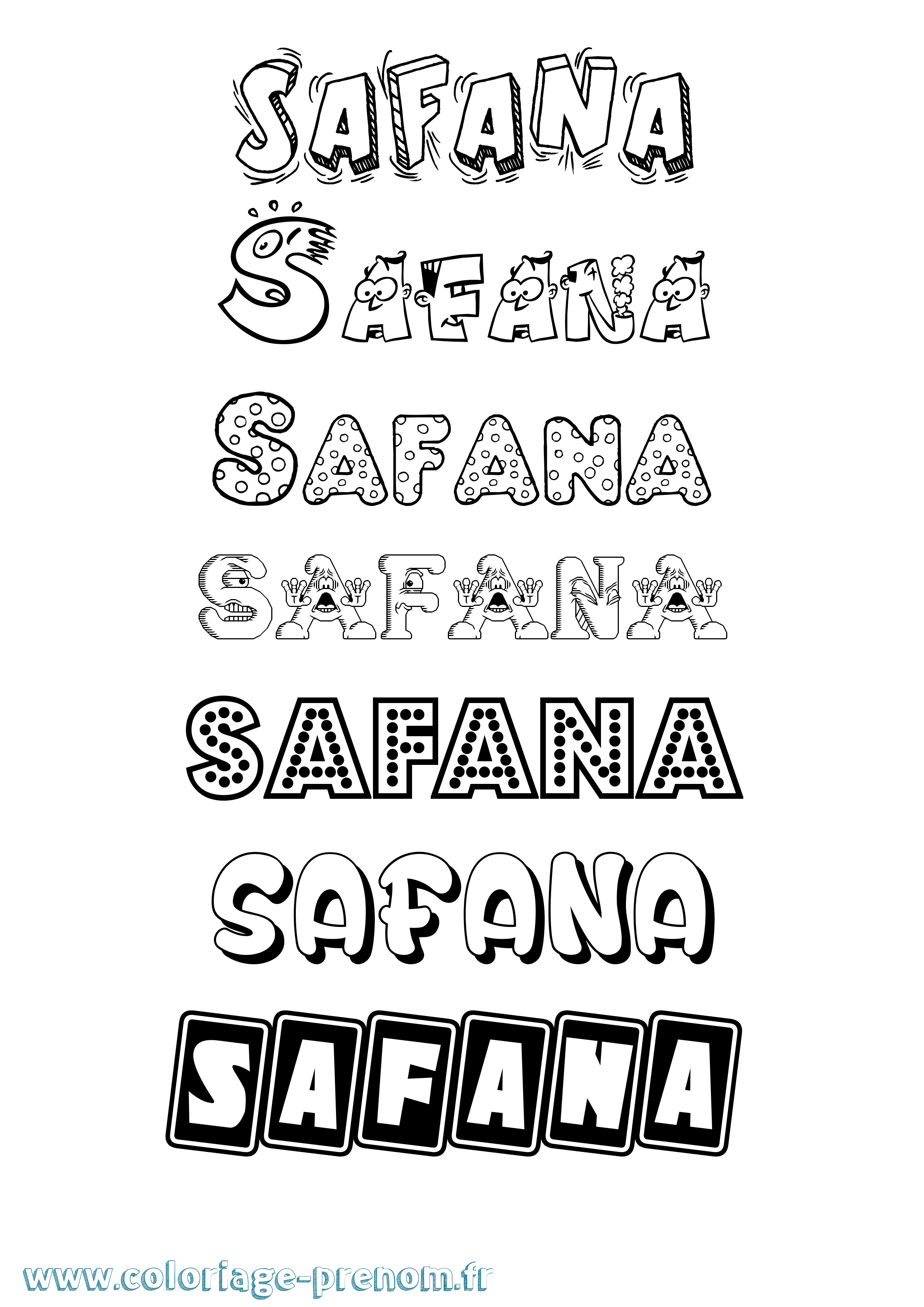 Coloriage Safana Fun Coloriage prénom Safana Fun