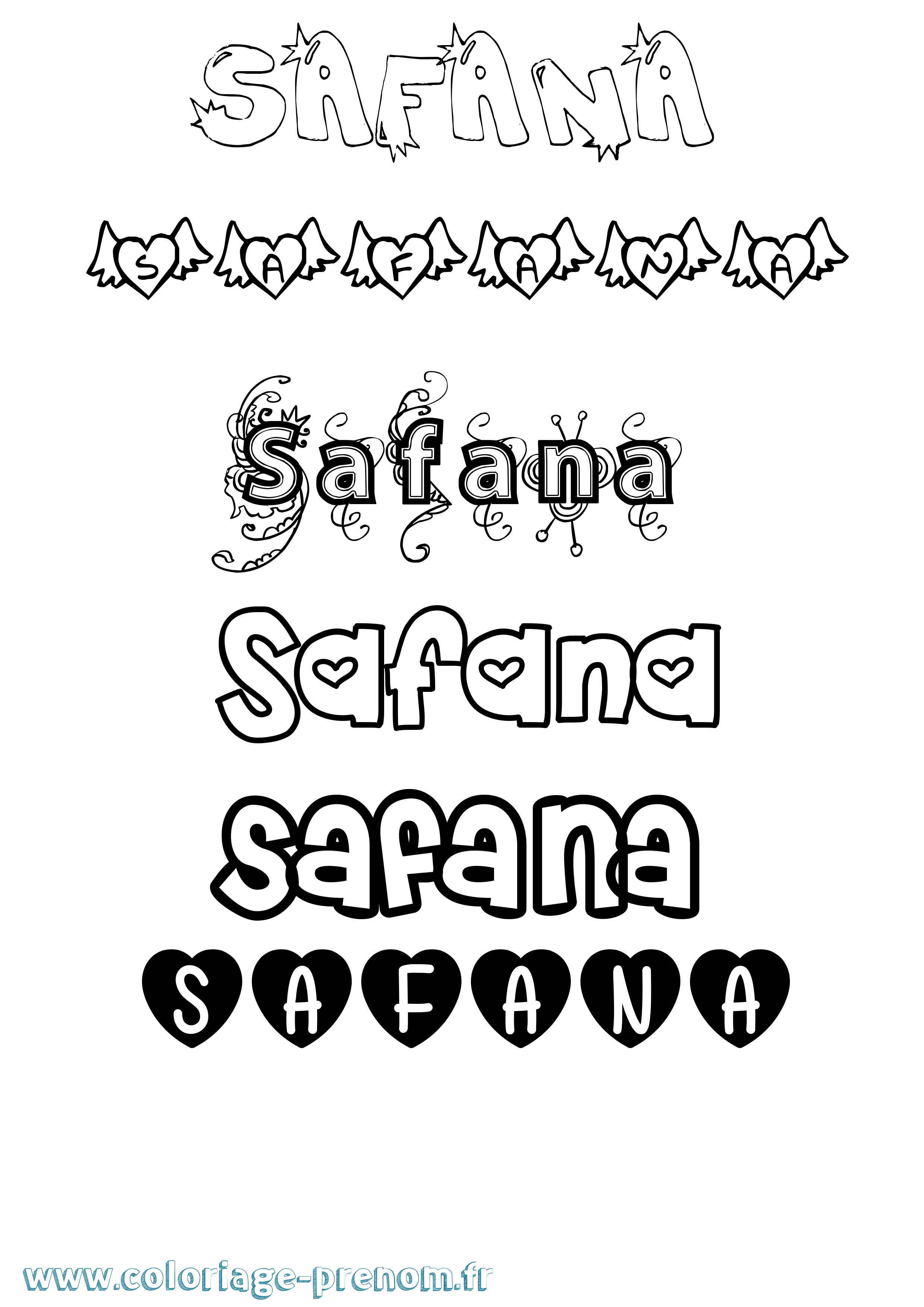 Coloriage Safana Girly Coloriage prénom Safana Girly