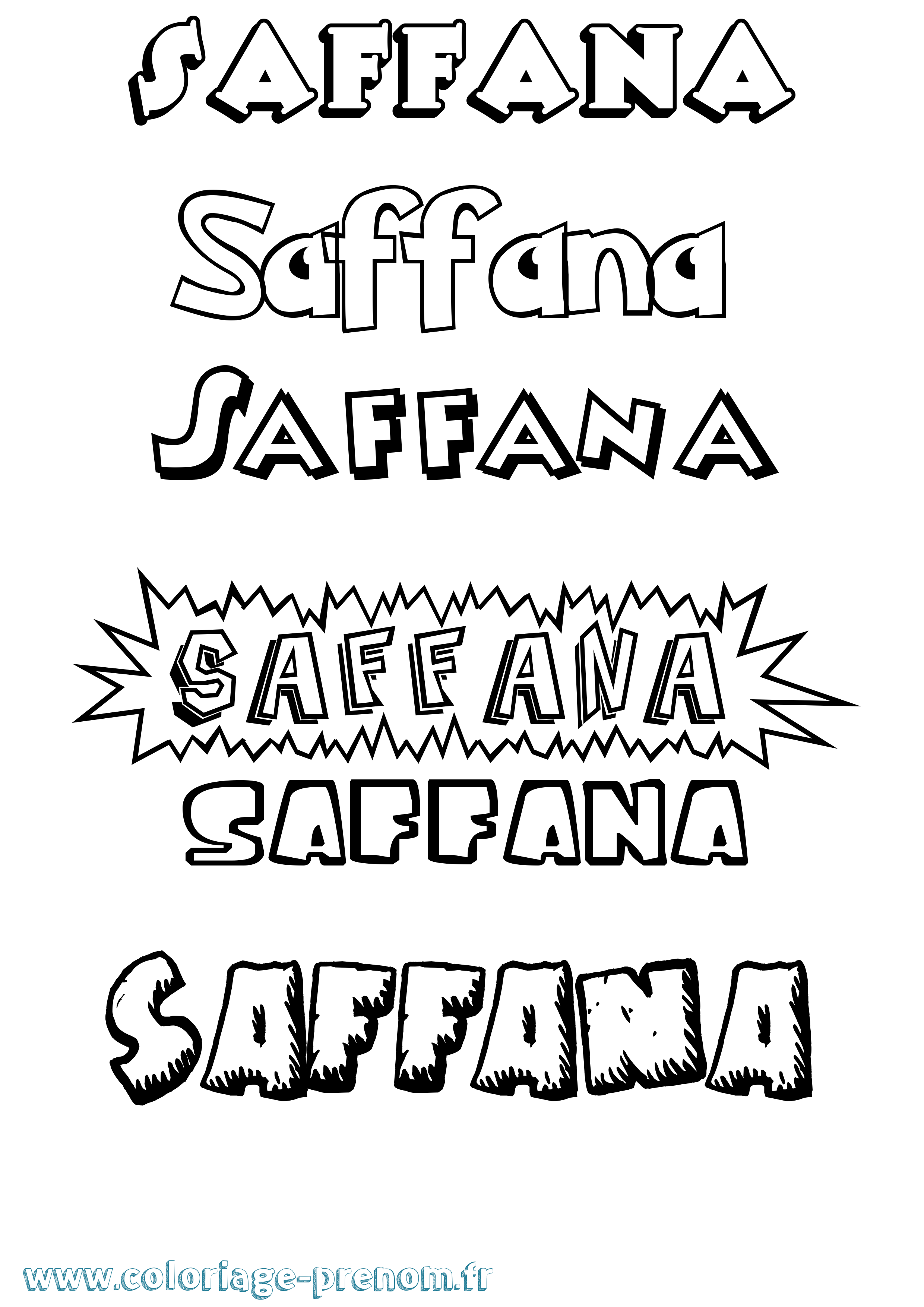 Coloriage prénom Saffana Dessin Animé