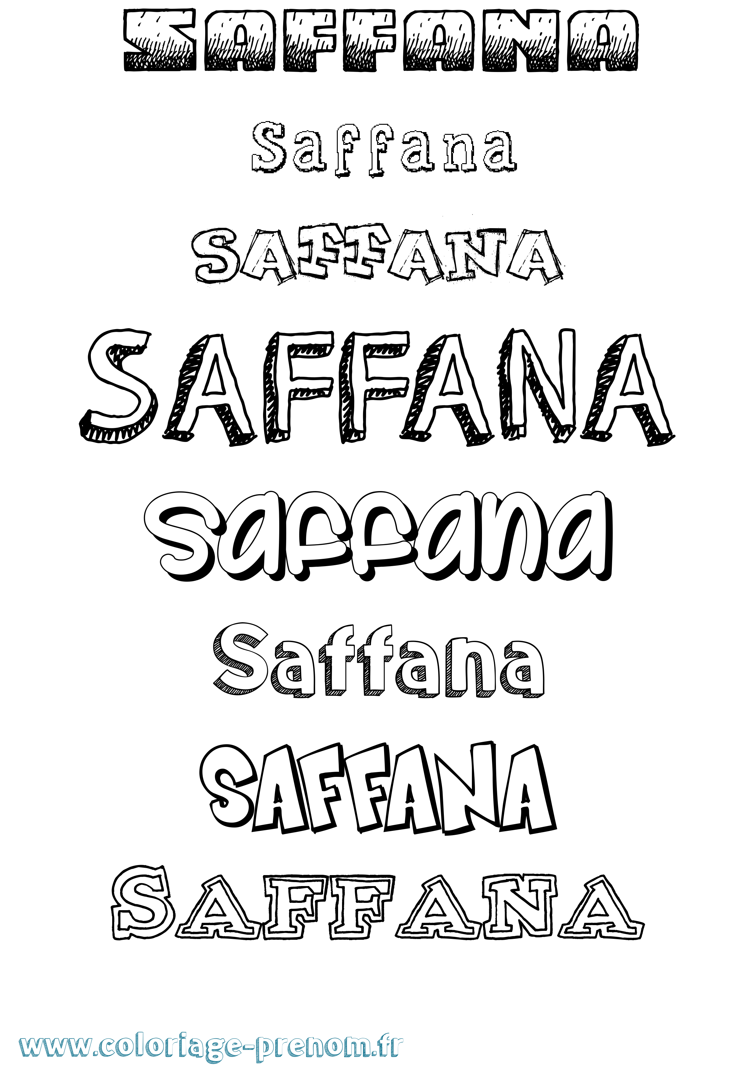 Coloriage prénom Saffana Dessiné