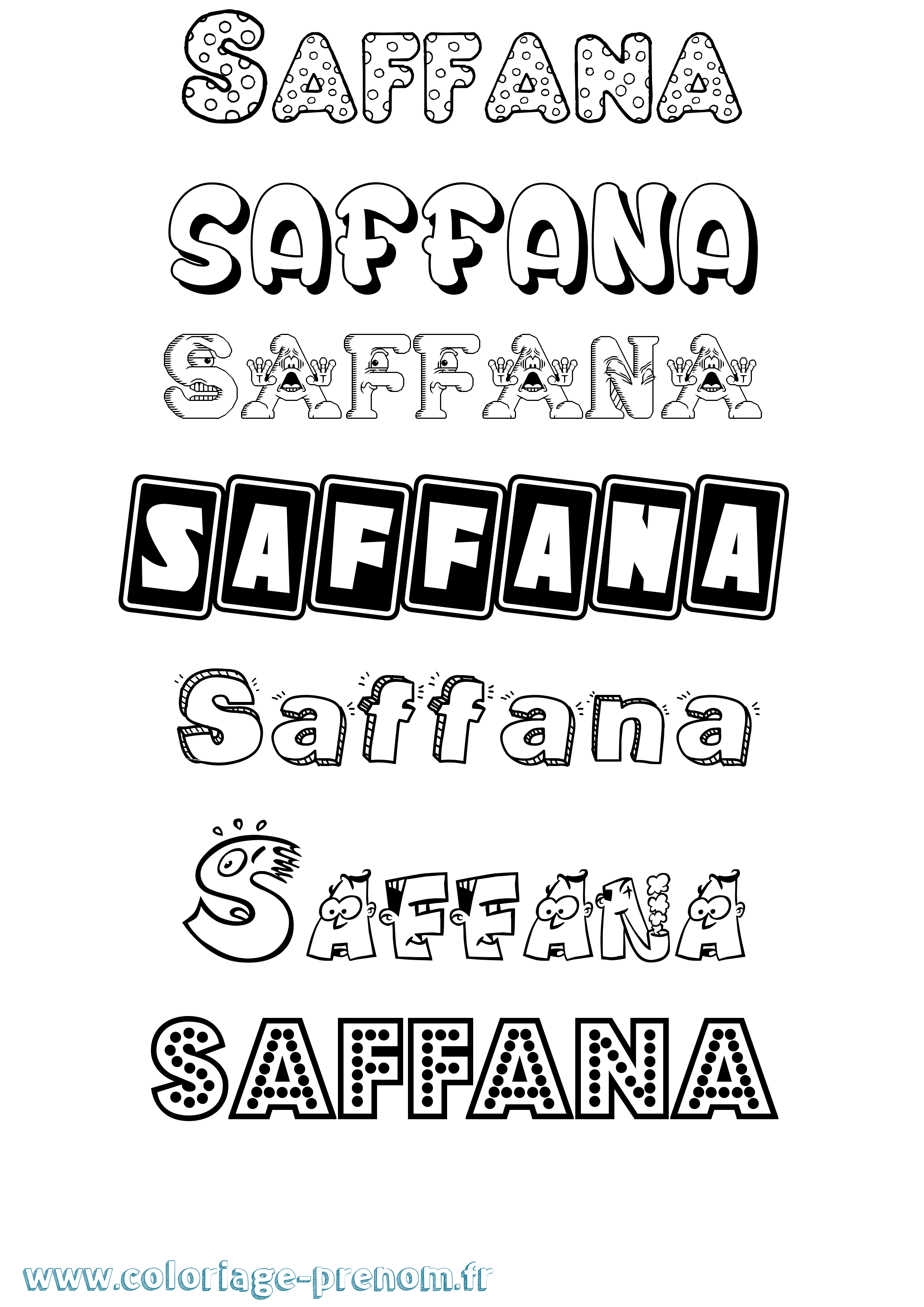 Coloriage Saffana Fun Coloriage prénom Saffana Fun