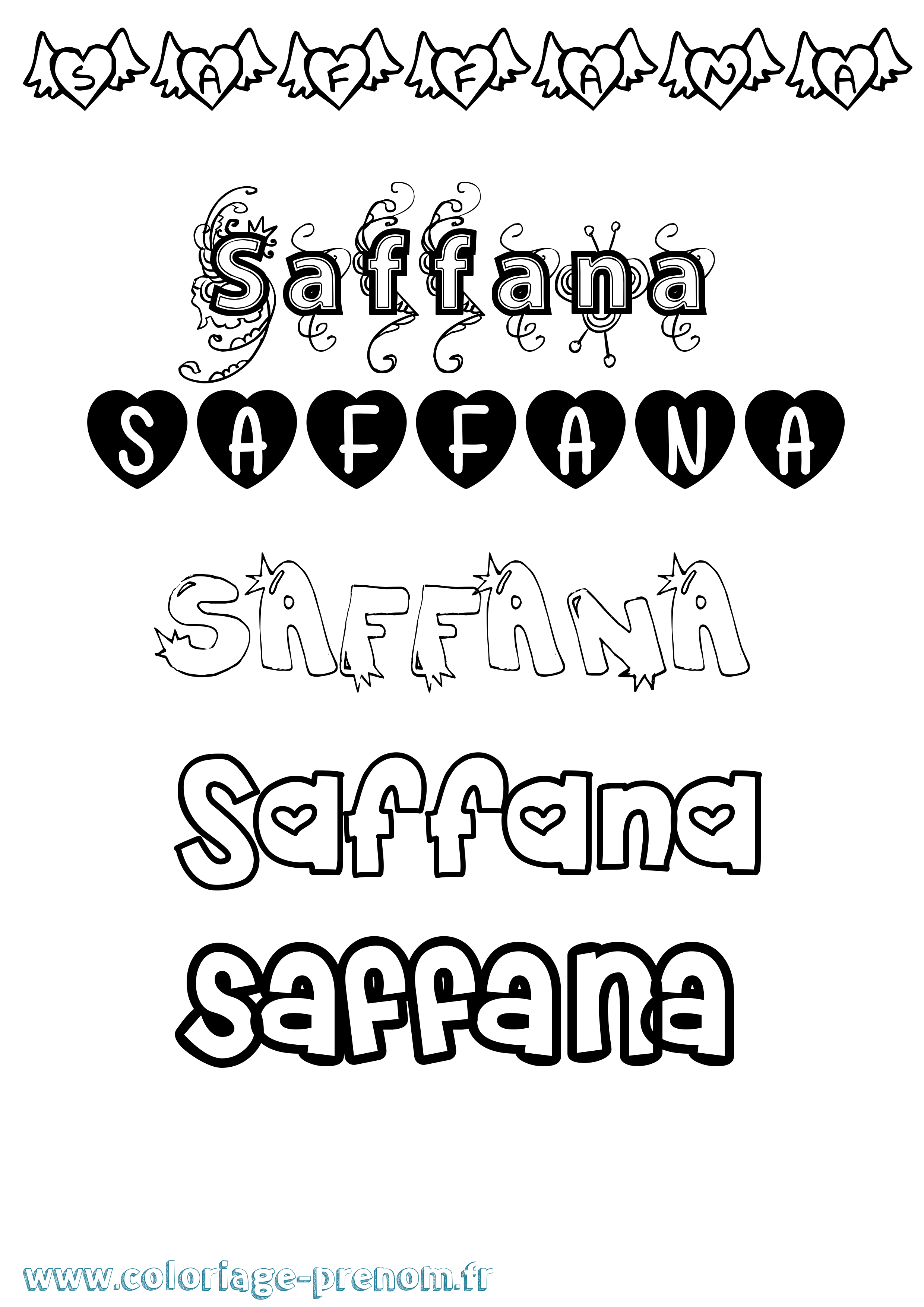Coloriage Saffana Girly Coloriage prénom Saffana Girly