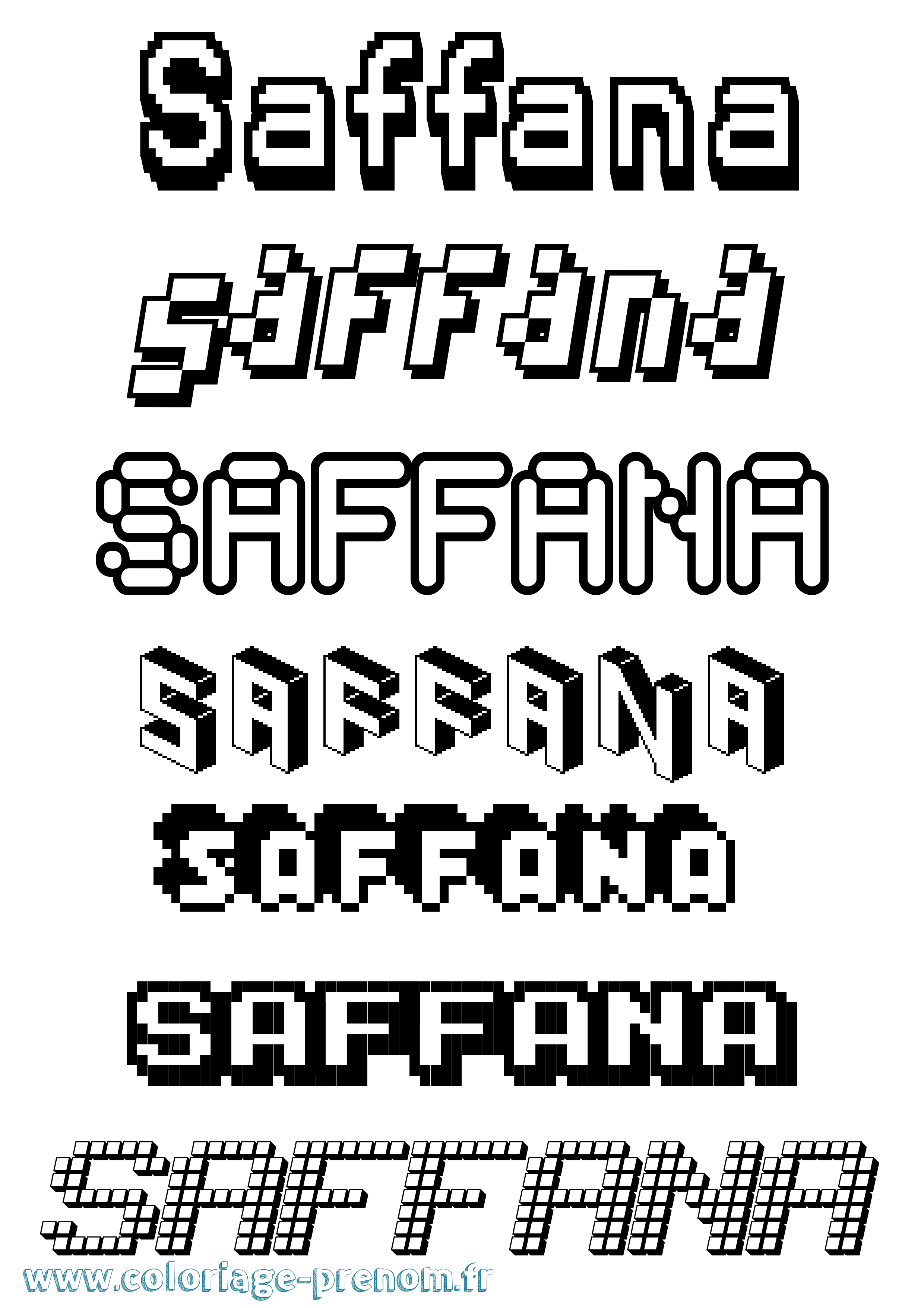 Coloriage Saffana Pixel Coloriage prénom Saffana Pixel