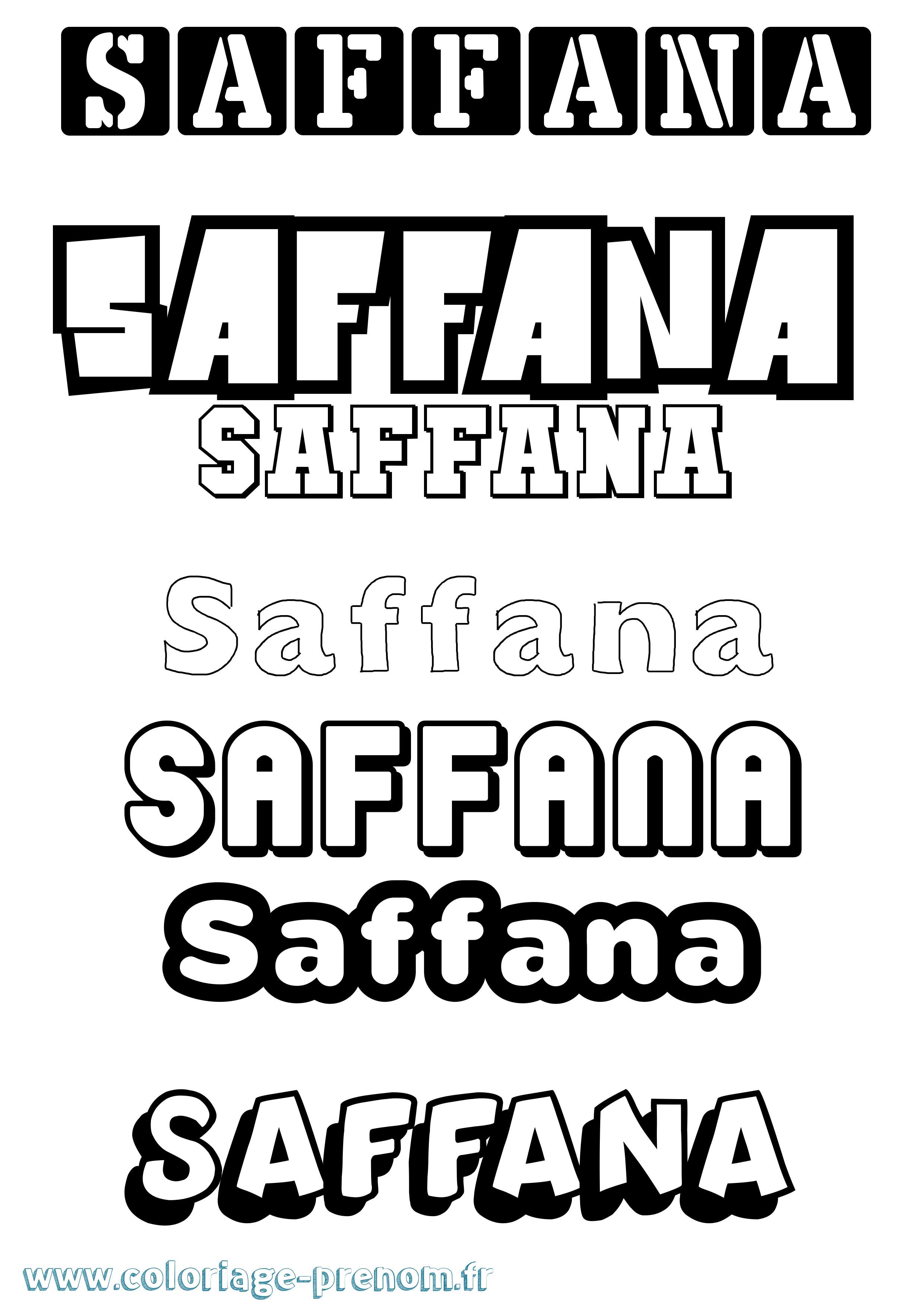 Coloriage prénom Saffana Simple