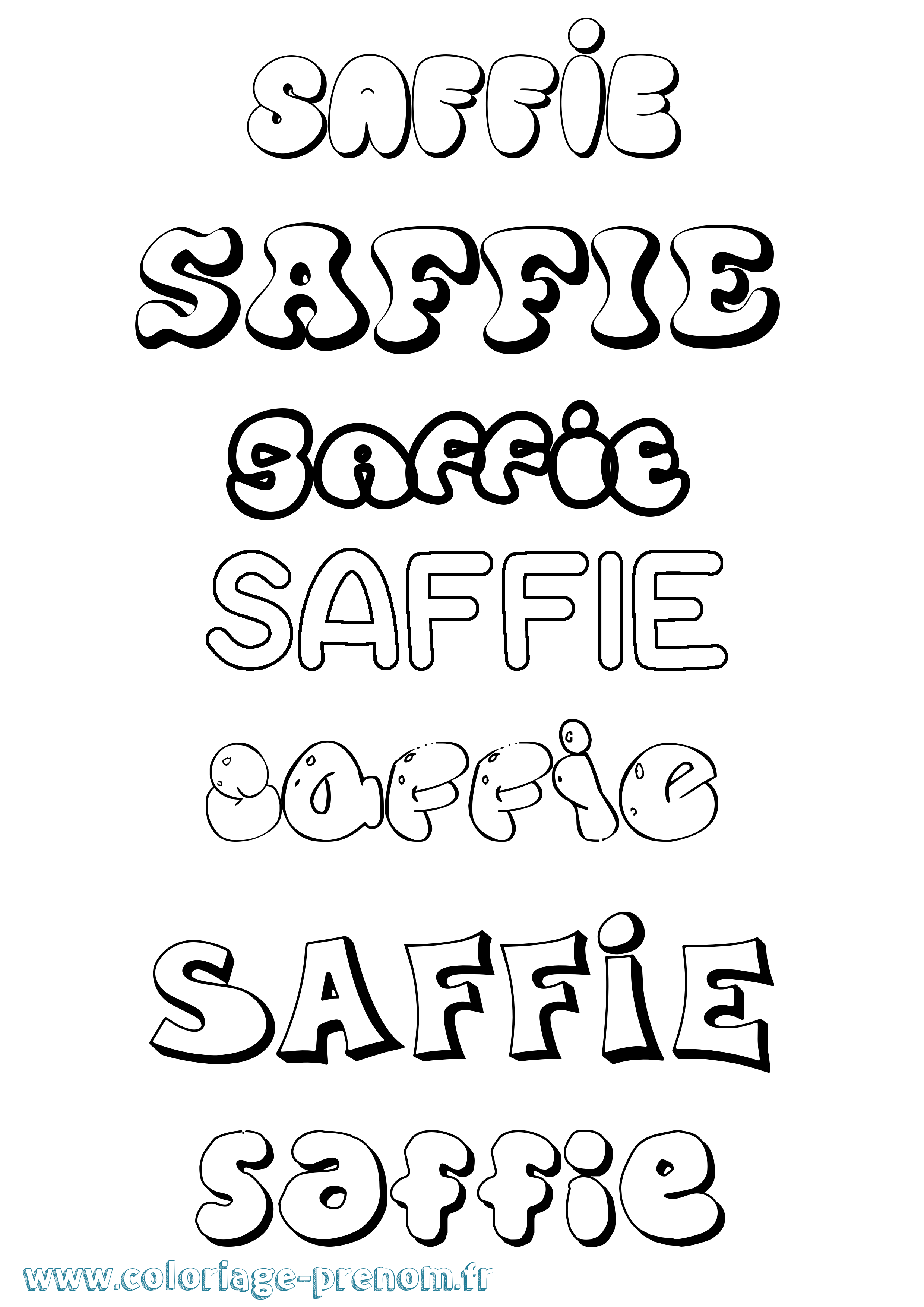 Coloriage prénom Saffie Bubble