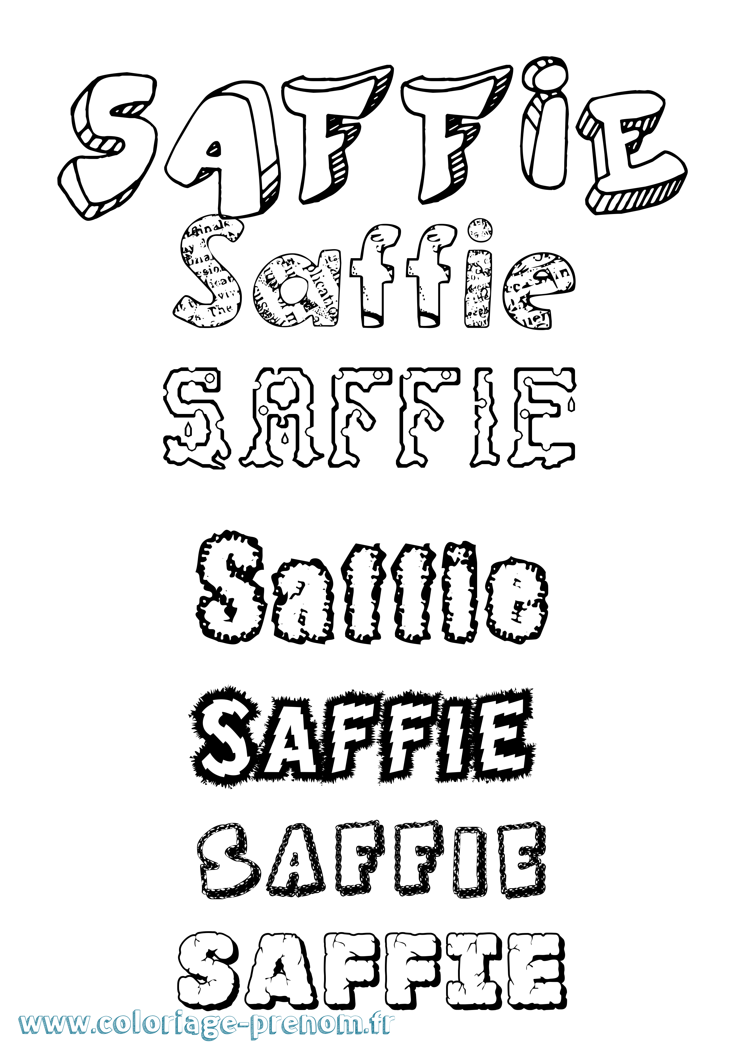 Coloriage prénom Saffie Destructuré