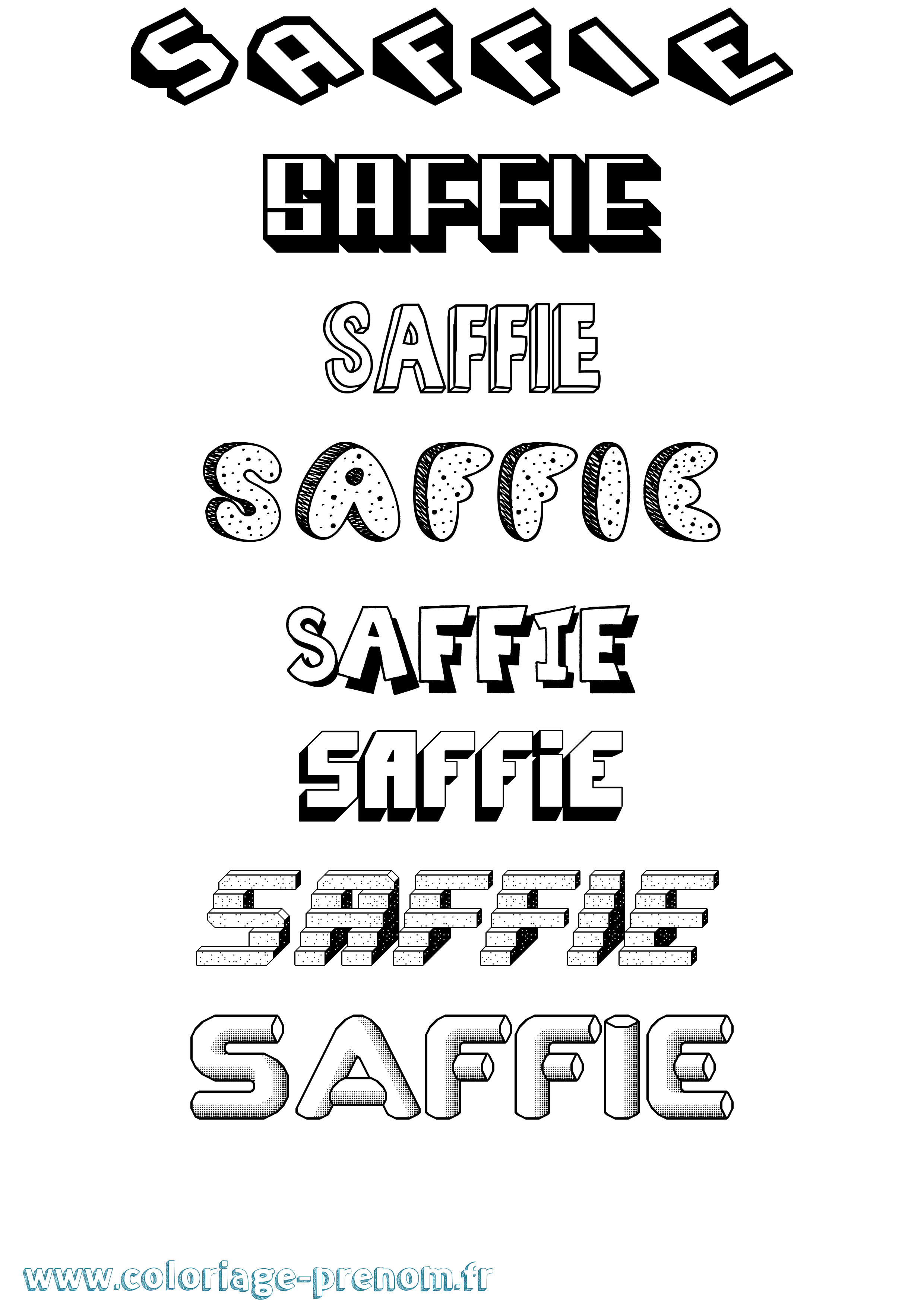 Coloriage prénom Saffie Effet 3D