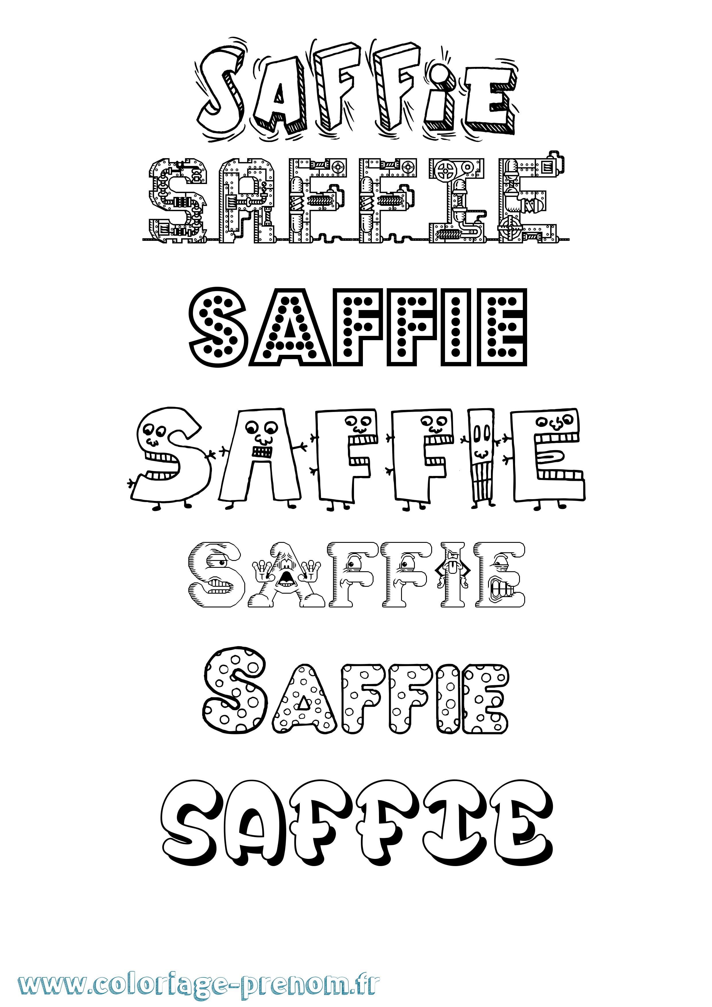 Coloriage prénom Saffie Fun