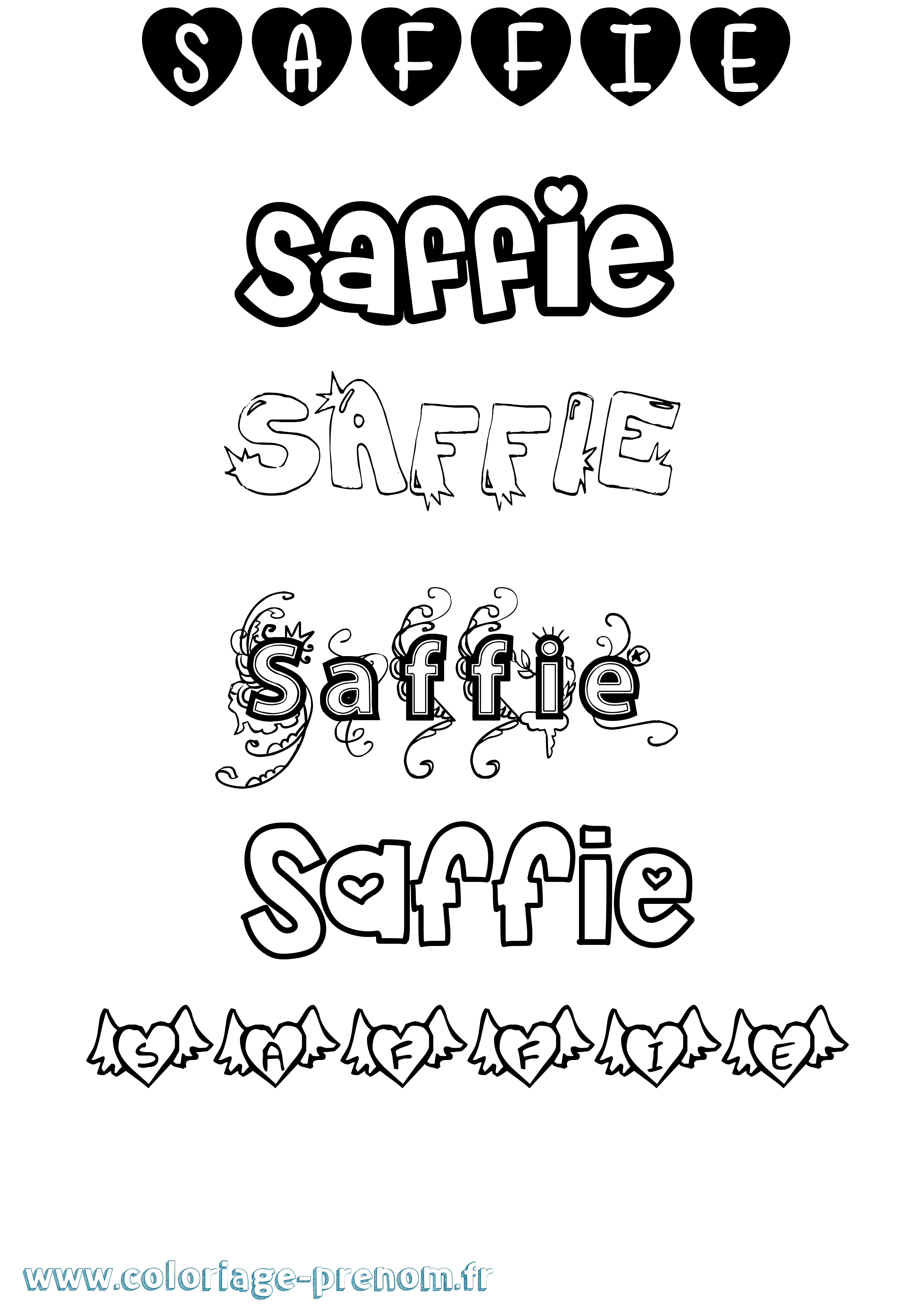 Coloriage prénom Saffie Girly