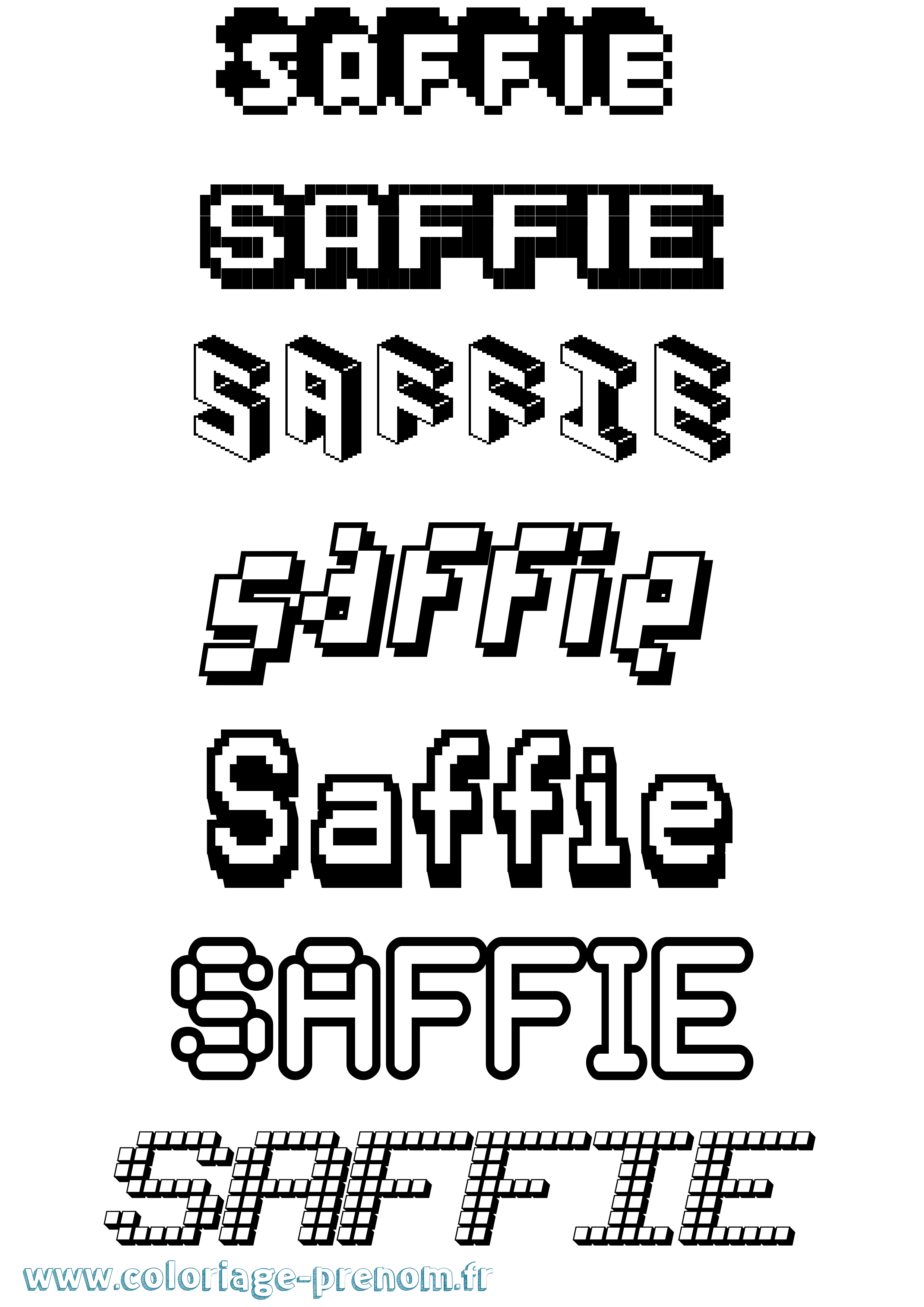 Coloriage prénom Saffie Pixel