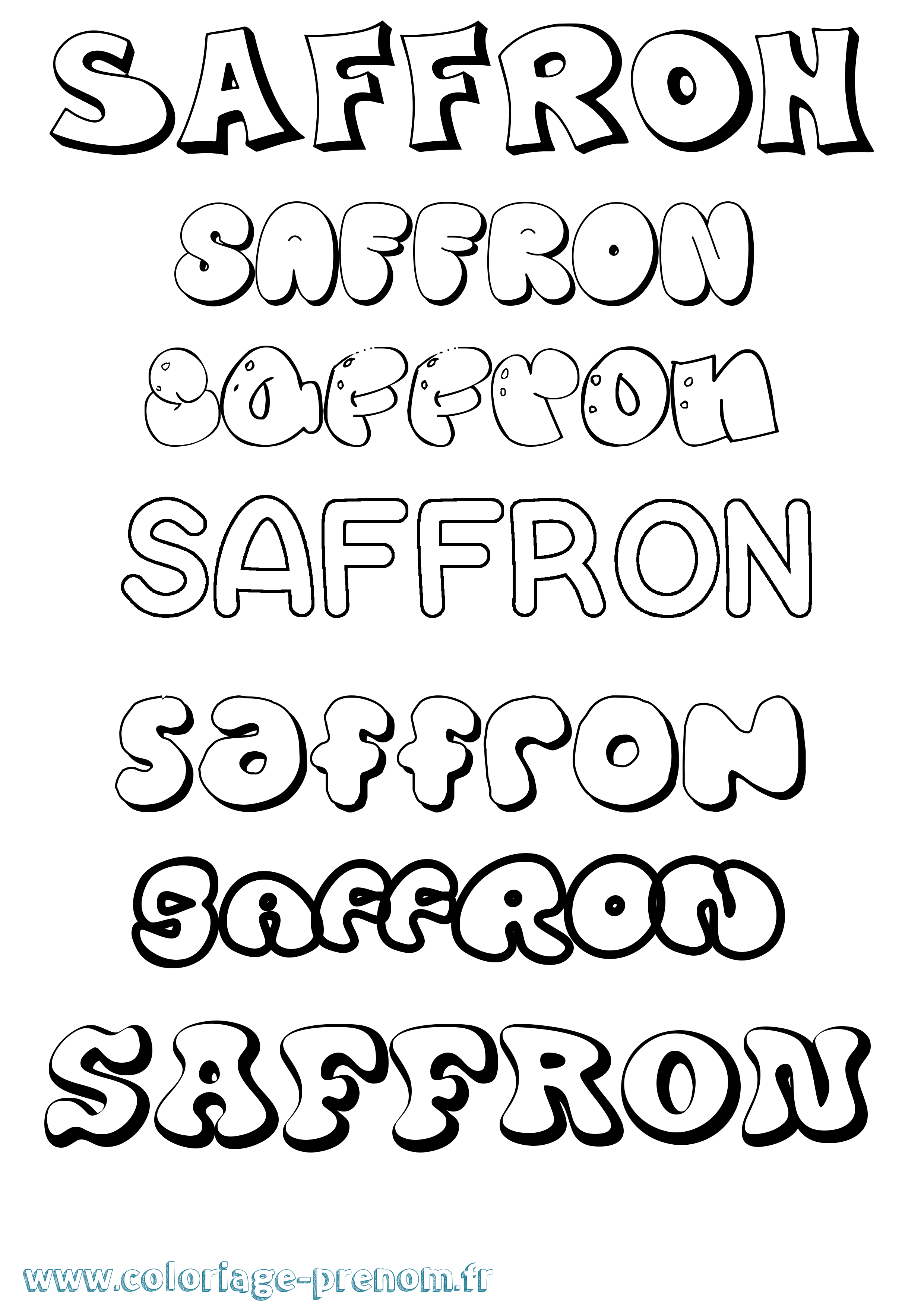 Coloriage prénom Saffron Bubble