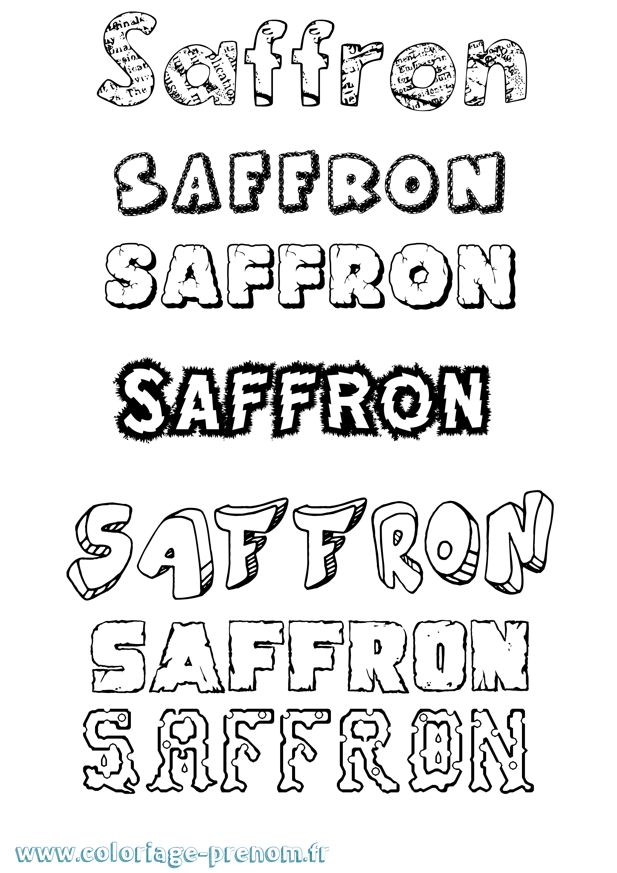 Coloriage prénom Saffron Destructuré