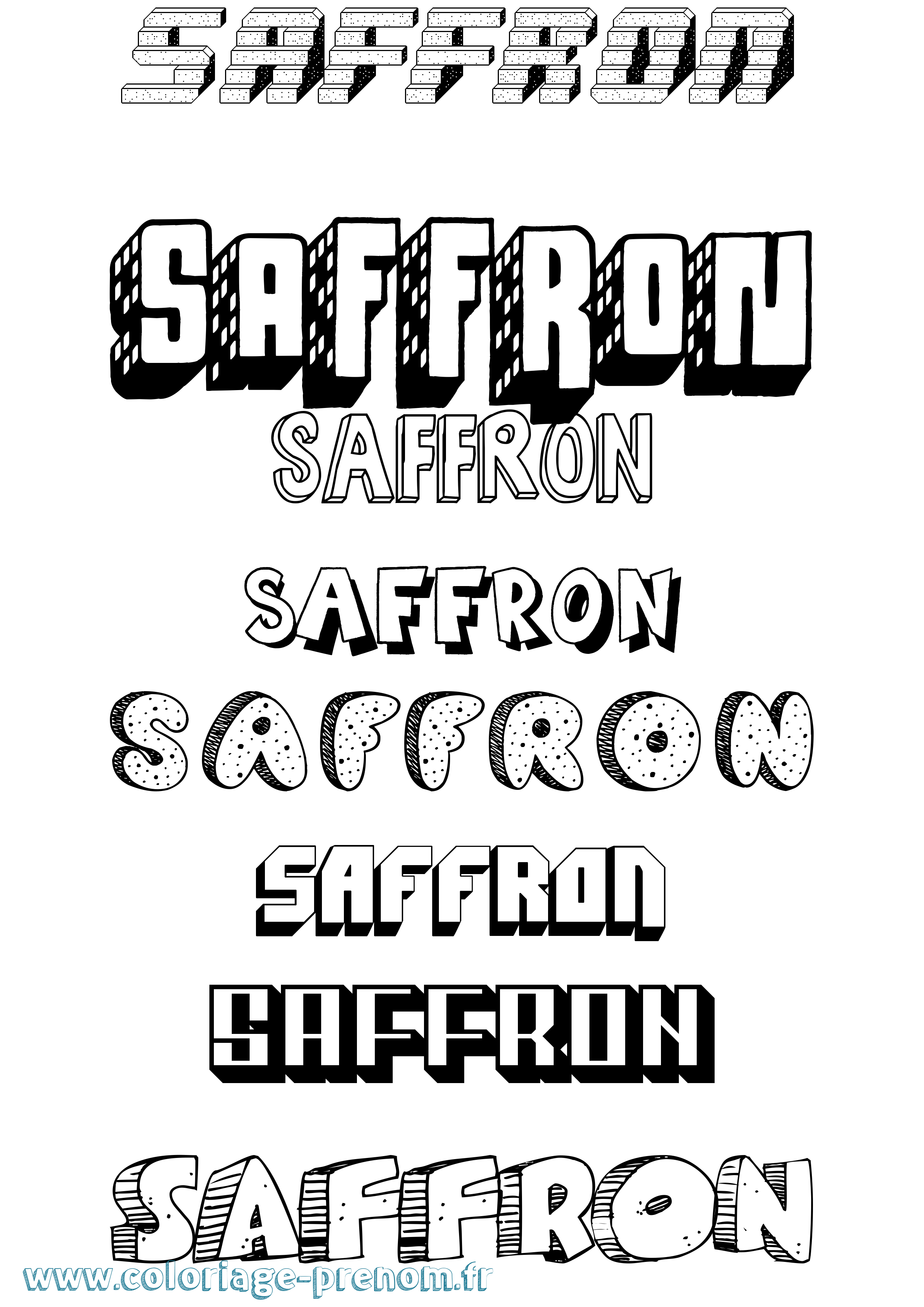 Coloriage prénom Saffron Effet 3D
