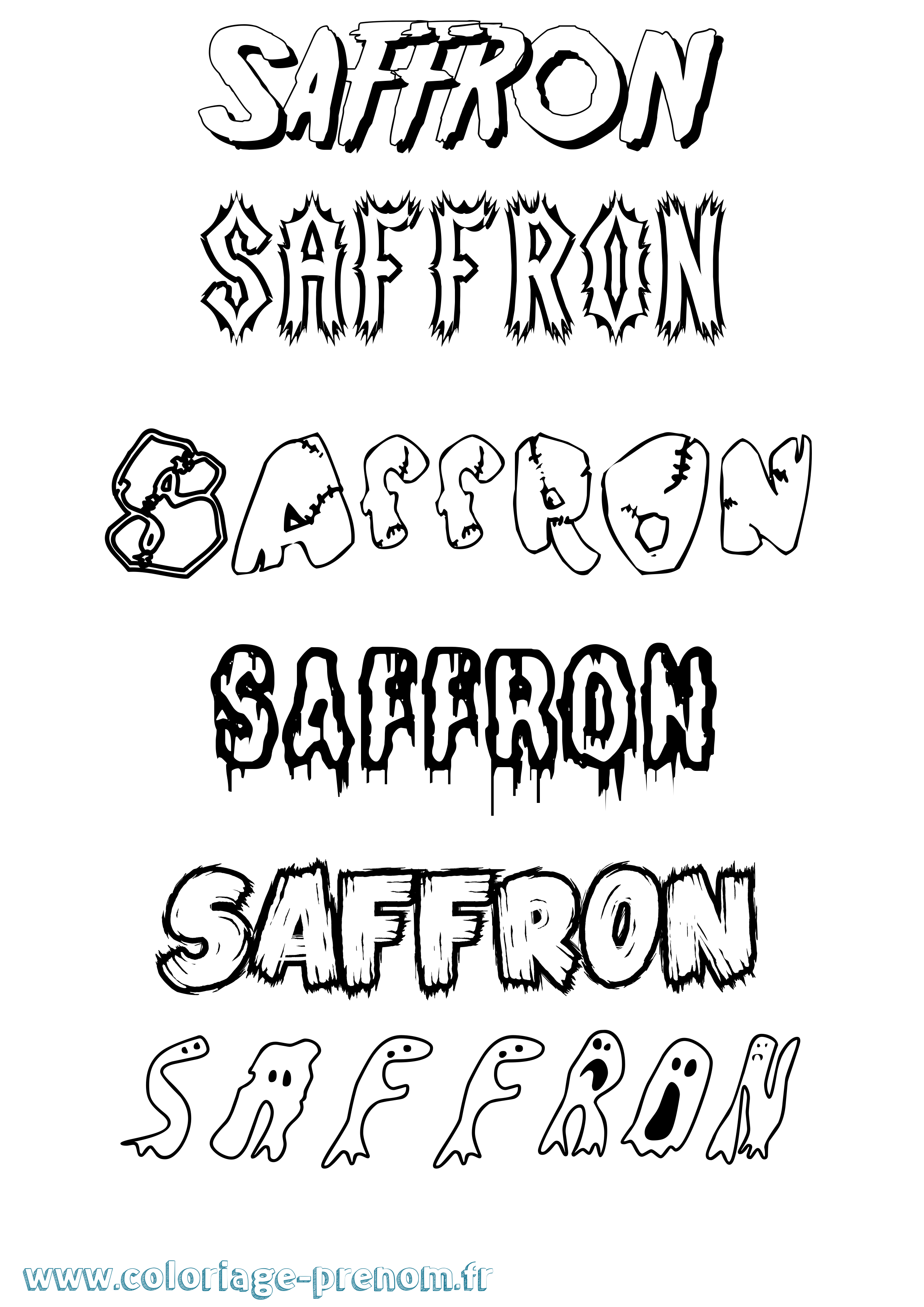 Coloriage prénom Saffron Frisson
