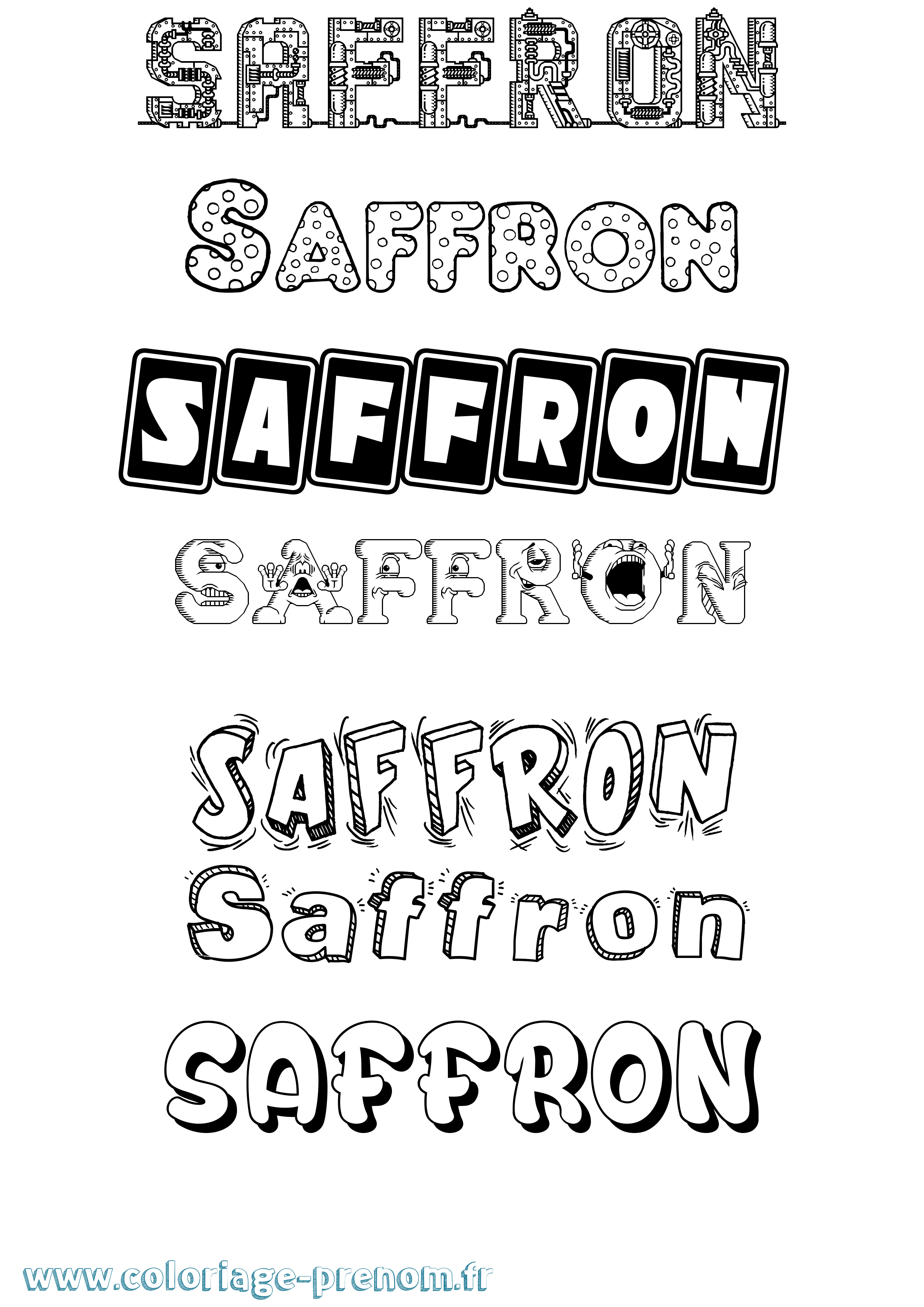 Coloriage prénom Saffron Fun