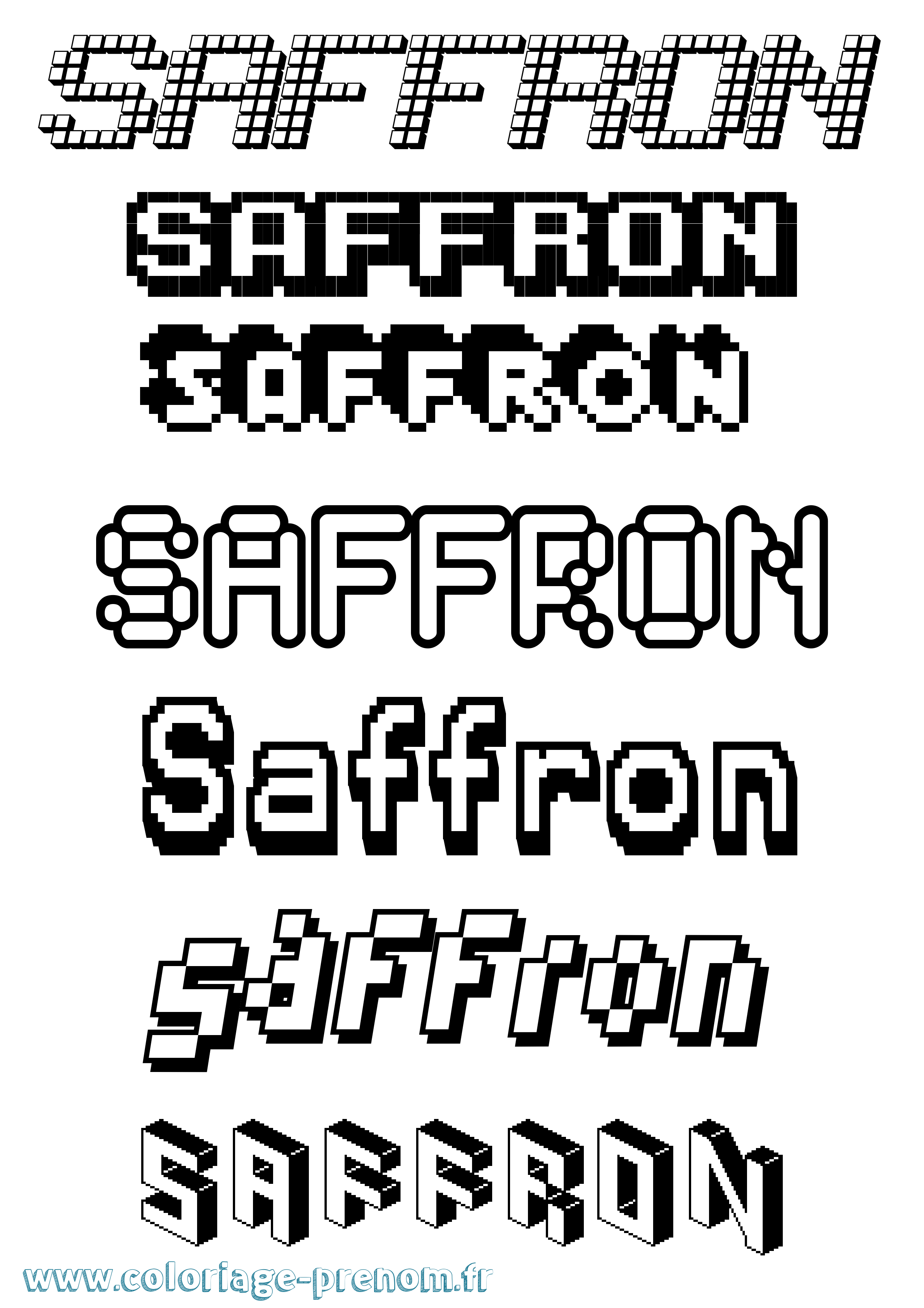 Coloriage prénom Saffron Pixel
