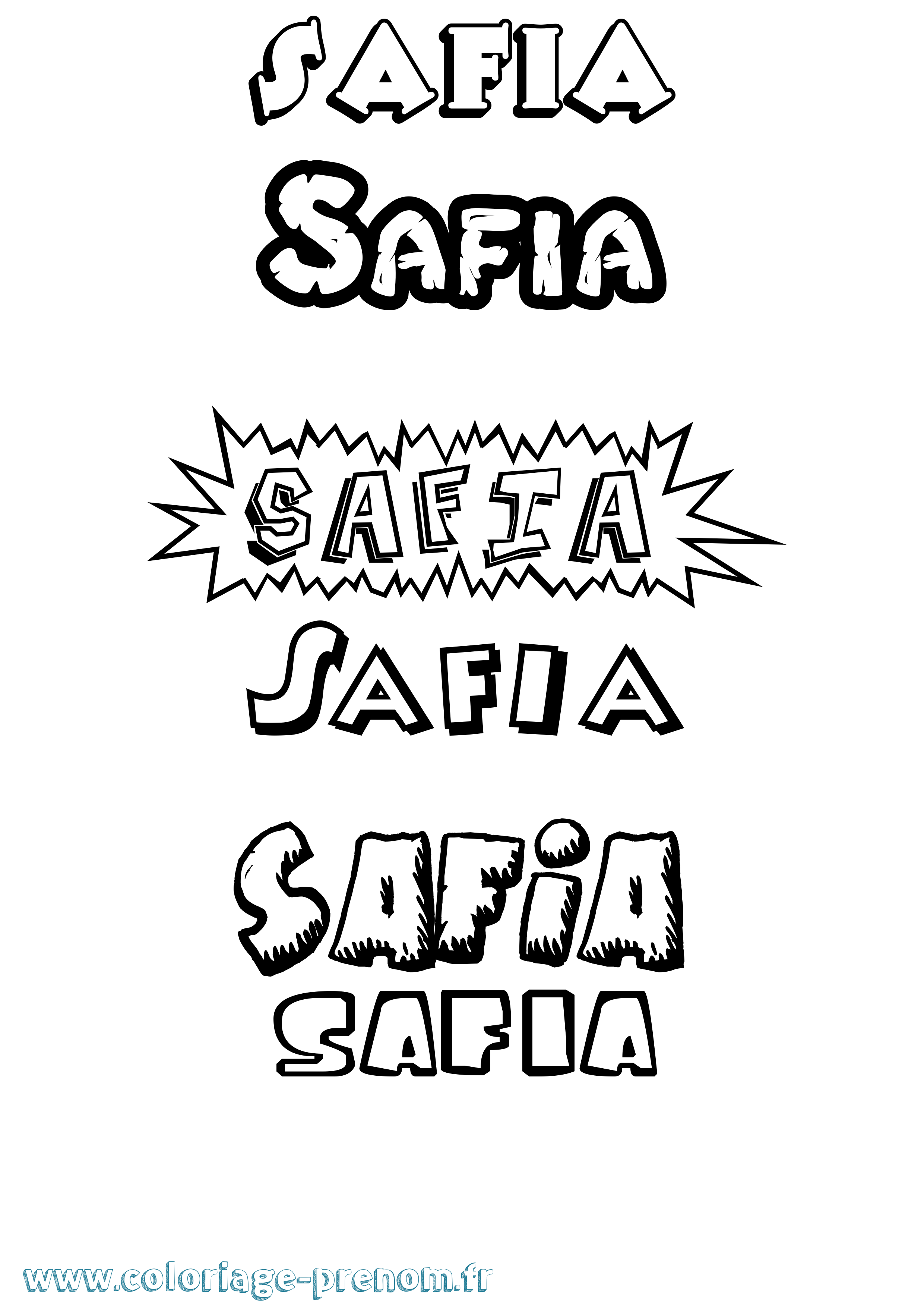Coloriage prénom Safia Dessin Animé