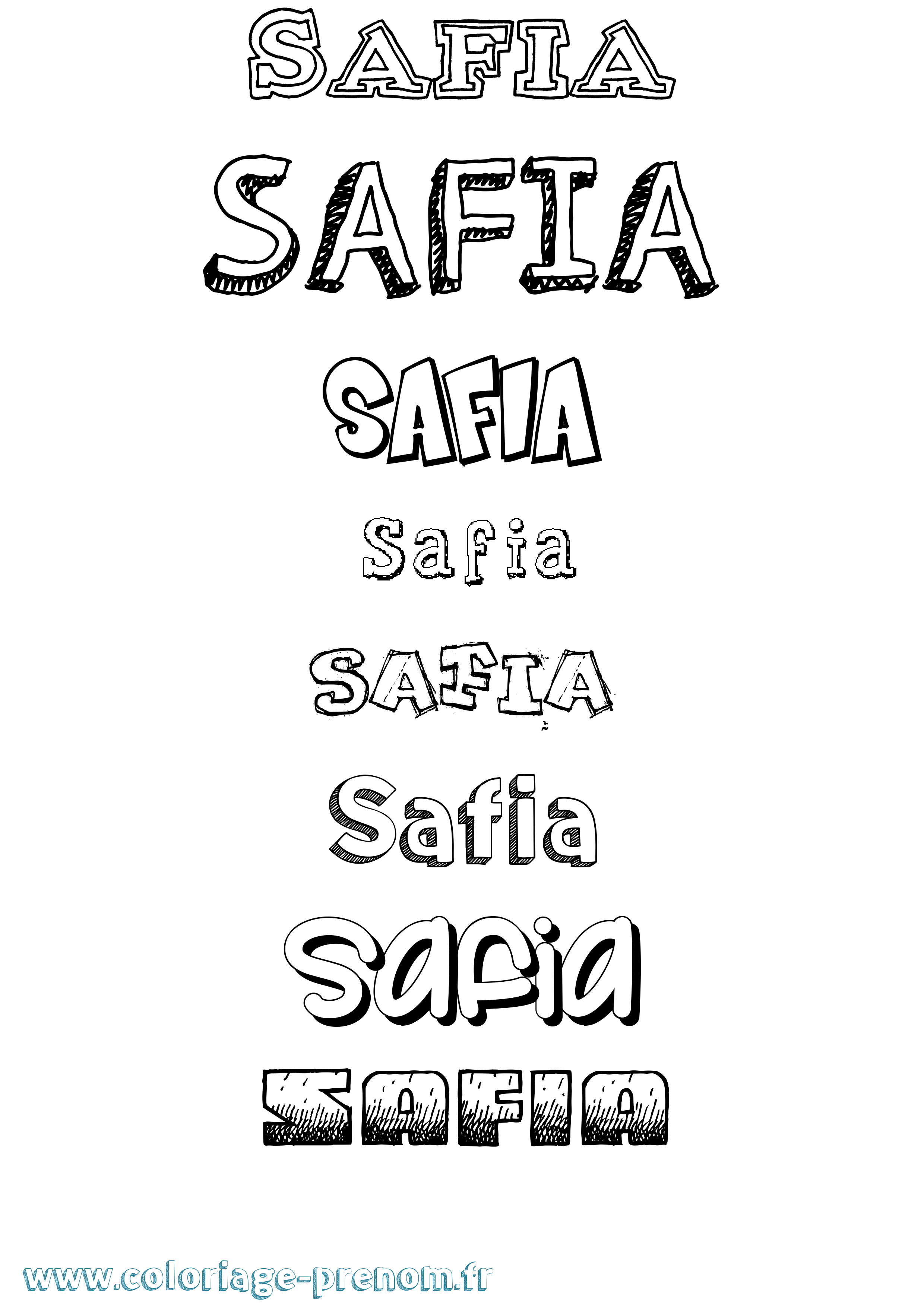 Coloriage prénom Safia Dessiné