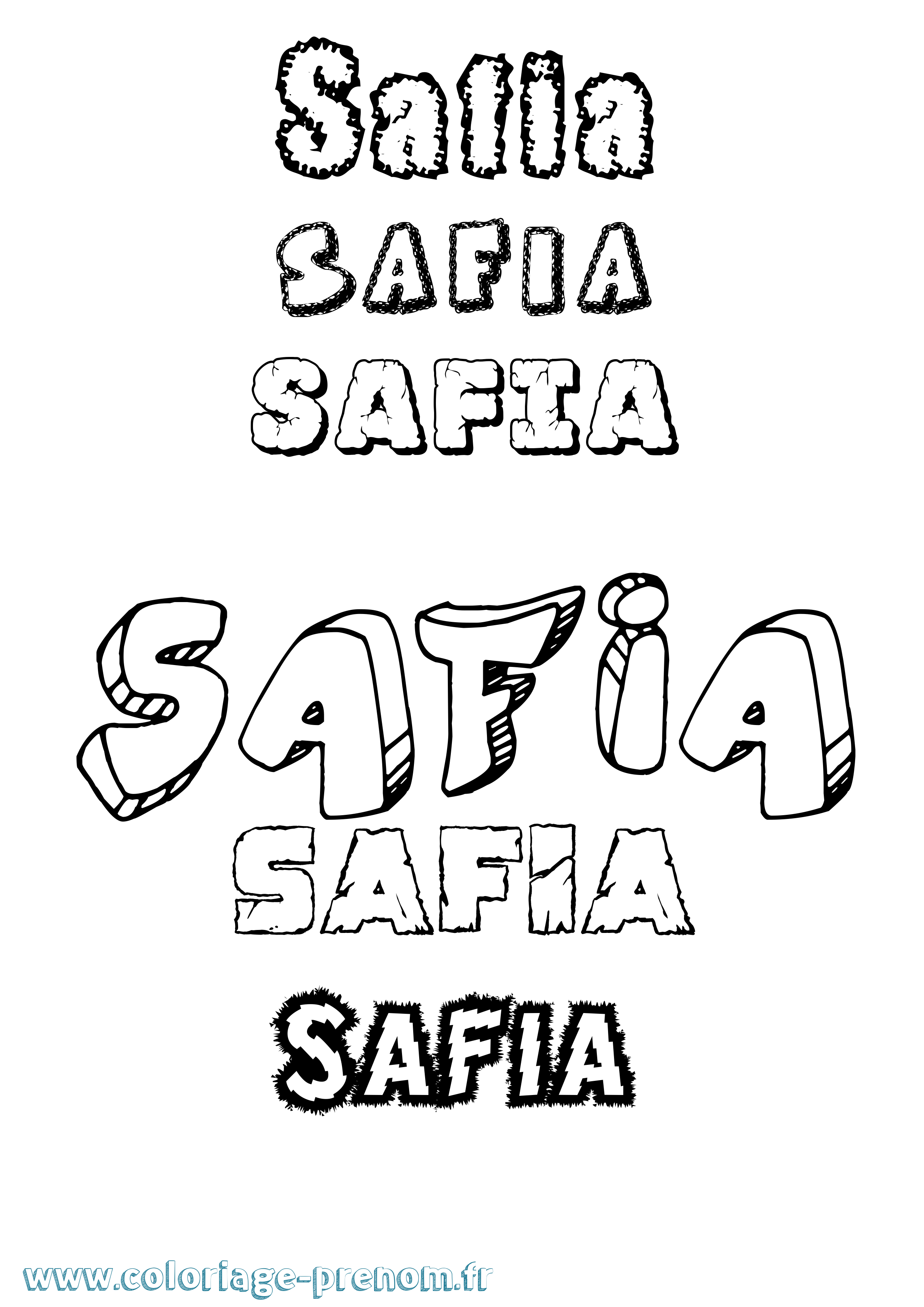 Coloriage prénom Safia Destructuré