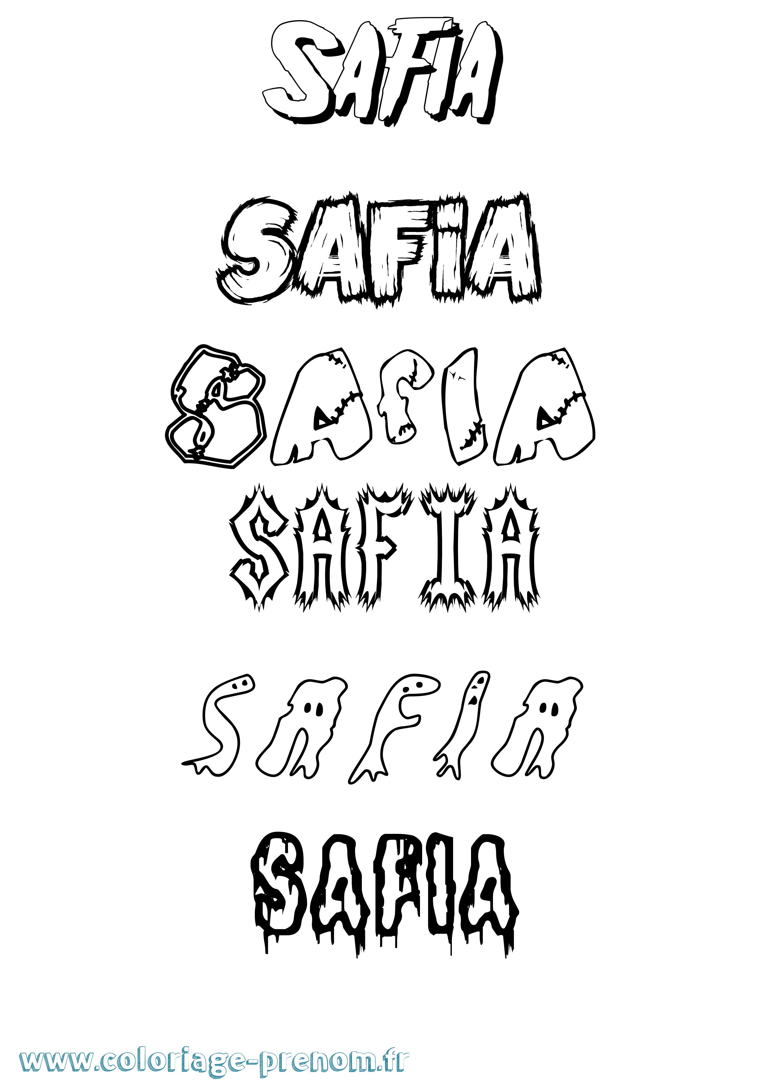Coloriage prénom Safia Frisson