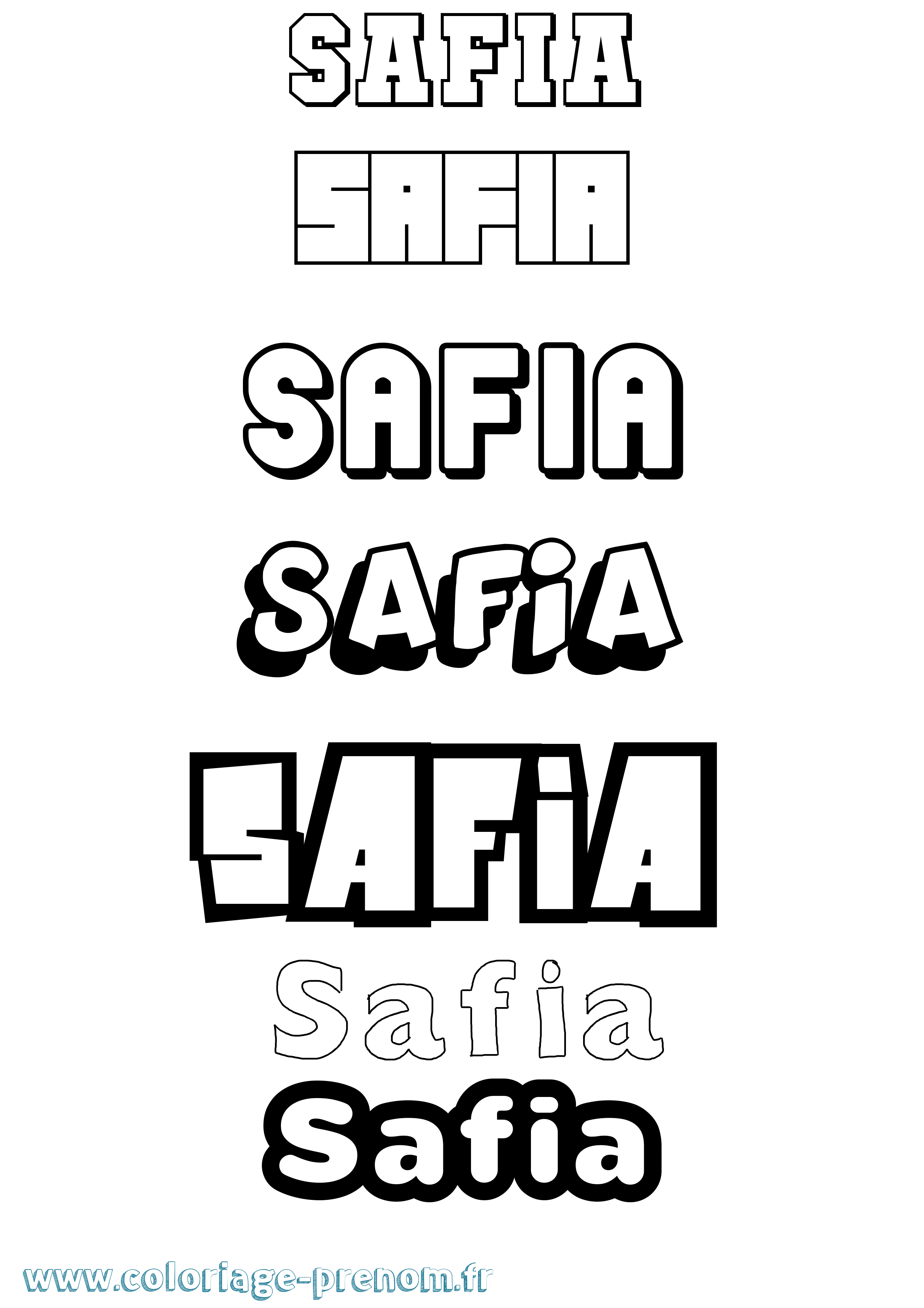 Coloriage prénom Safia Simple