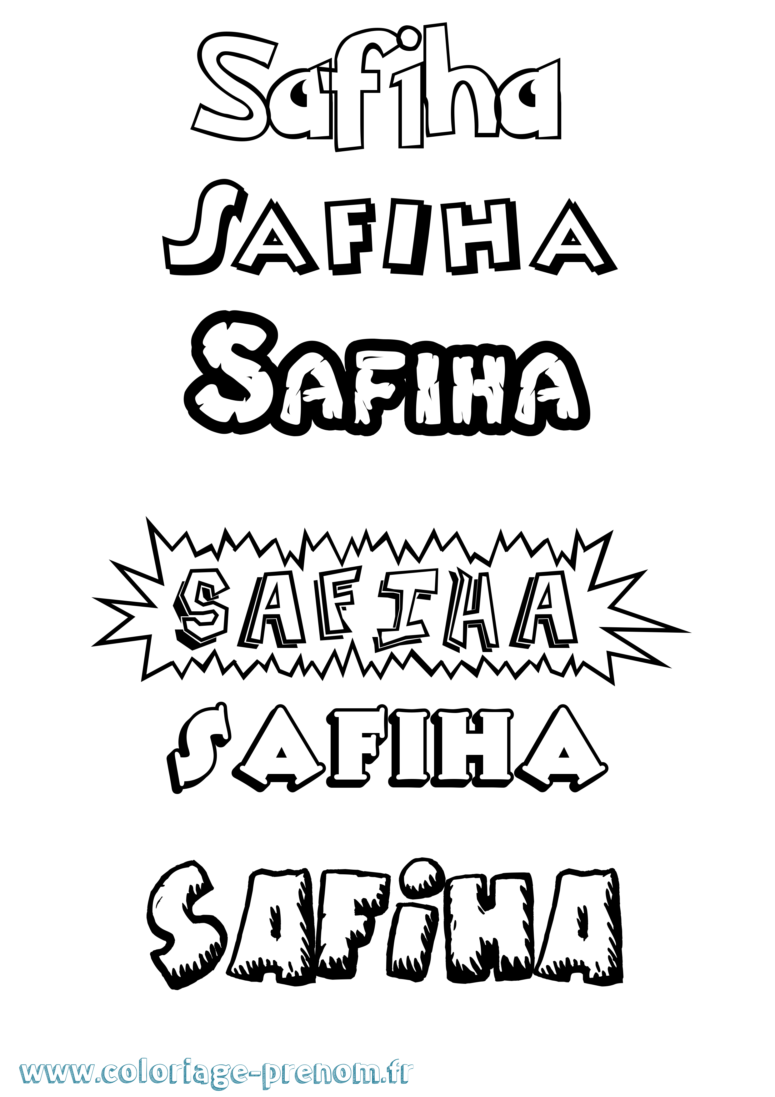Coloriage prénom Safiha Dessin Animé
